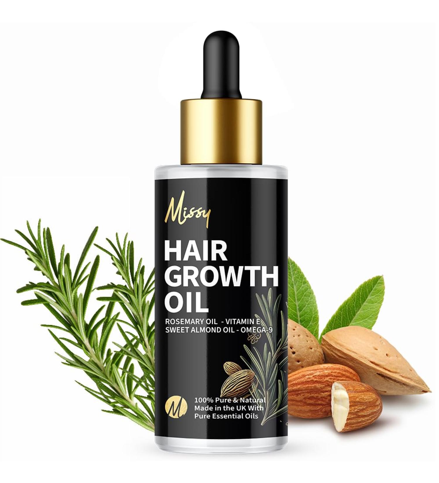 Hair Growth Oil with Rosemary Essential Oil - Rosemary Oil for Hair Growth - Treats Dry Damaged Hair - For Men & Women Promotes Thicker Fuller Hair - 100ml - Made in the UK - Ready to use. - Buy Online on GoSupps.com