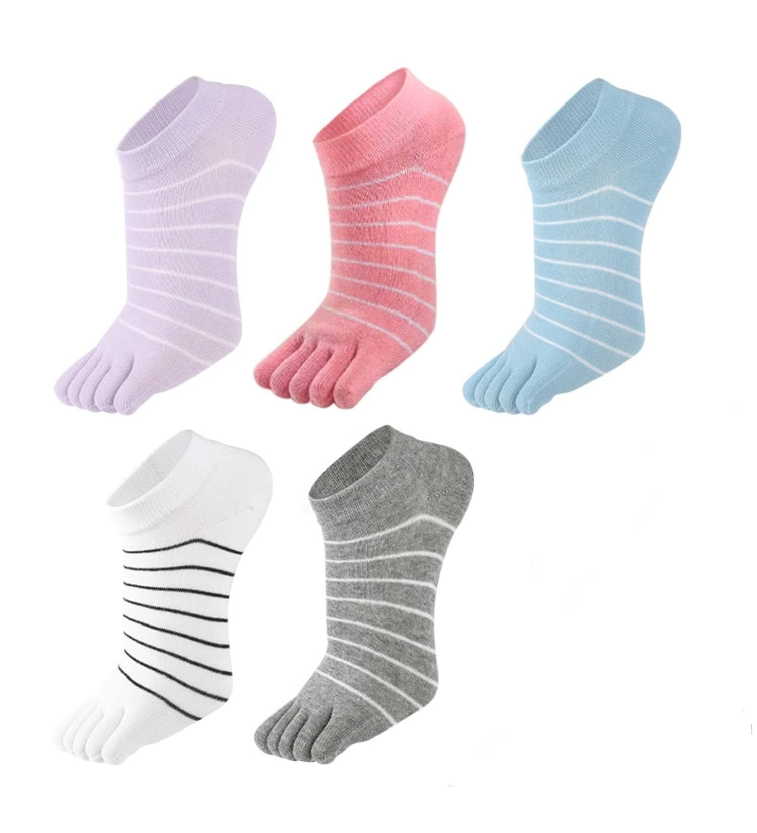 JJLEAF Women's Toe Socks - 5 Pairs for Running & Walking - Cotton Athletic Five Finger Socks - Buy Online on GoSupps.com