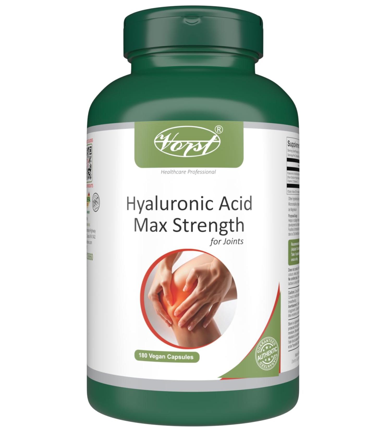 VORST Hyaluronic Acid Max Strength for Joints 180 Vegan Capsules | High Molecular Weight Supplement | Powder Pills | No Injections | 1 Bottle 180 count (Pack of 1) - Buy Online on GoSupps.com