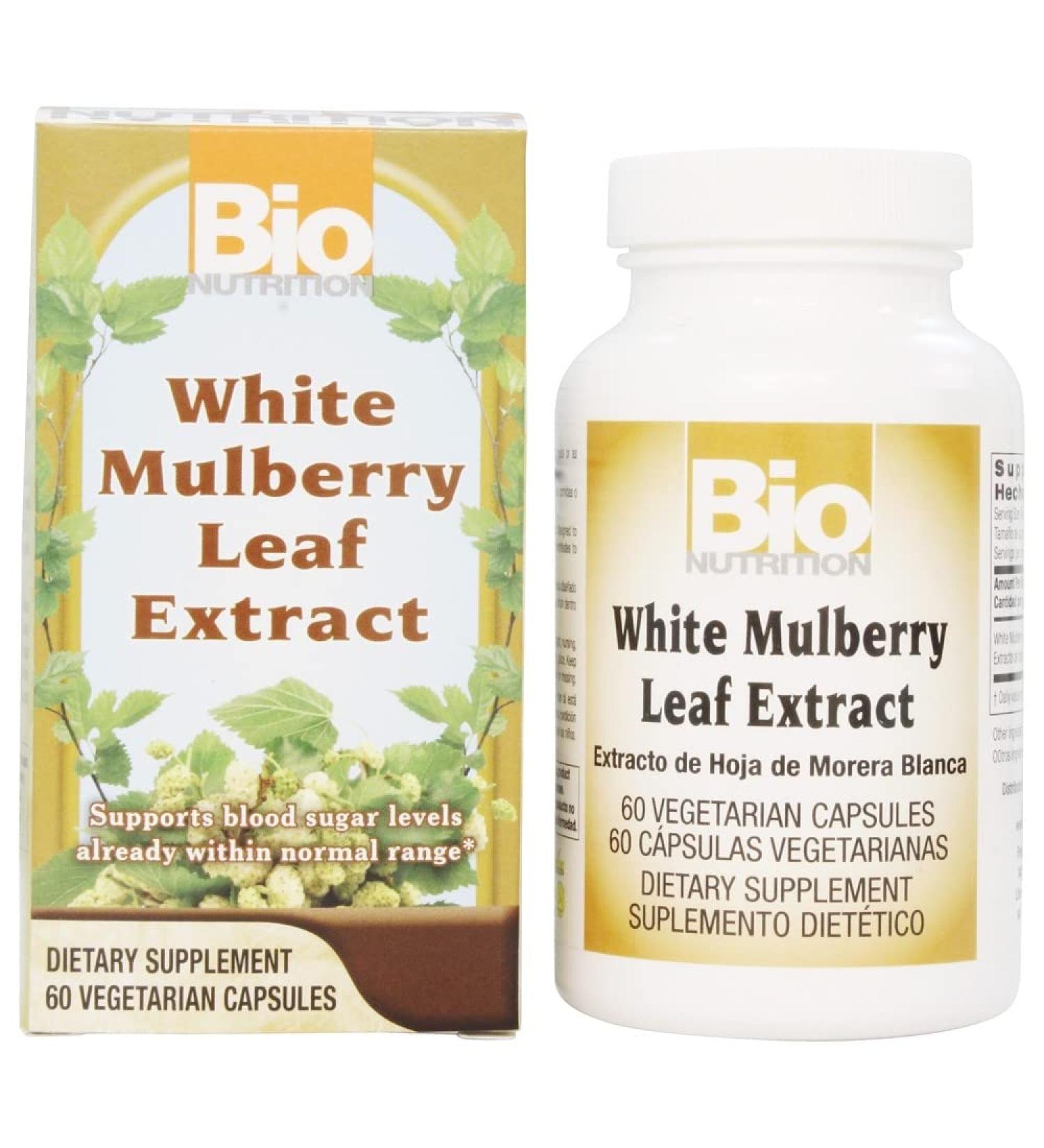 Bio Nutrition Inc White Mulberry Leaf Extract - 1000 mg - 60 Veg Capsules - Buy Online on GoSupps.com