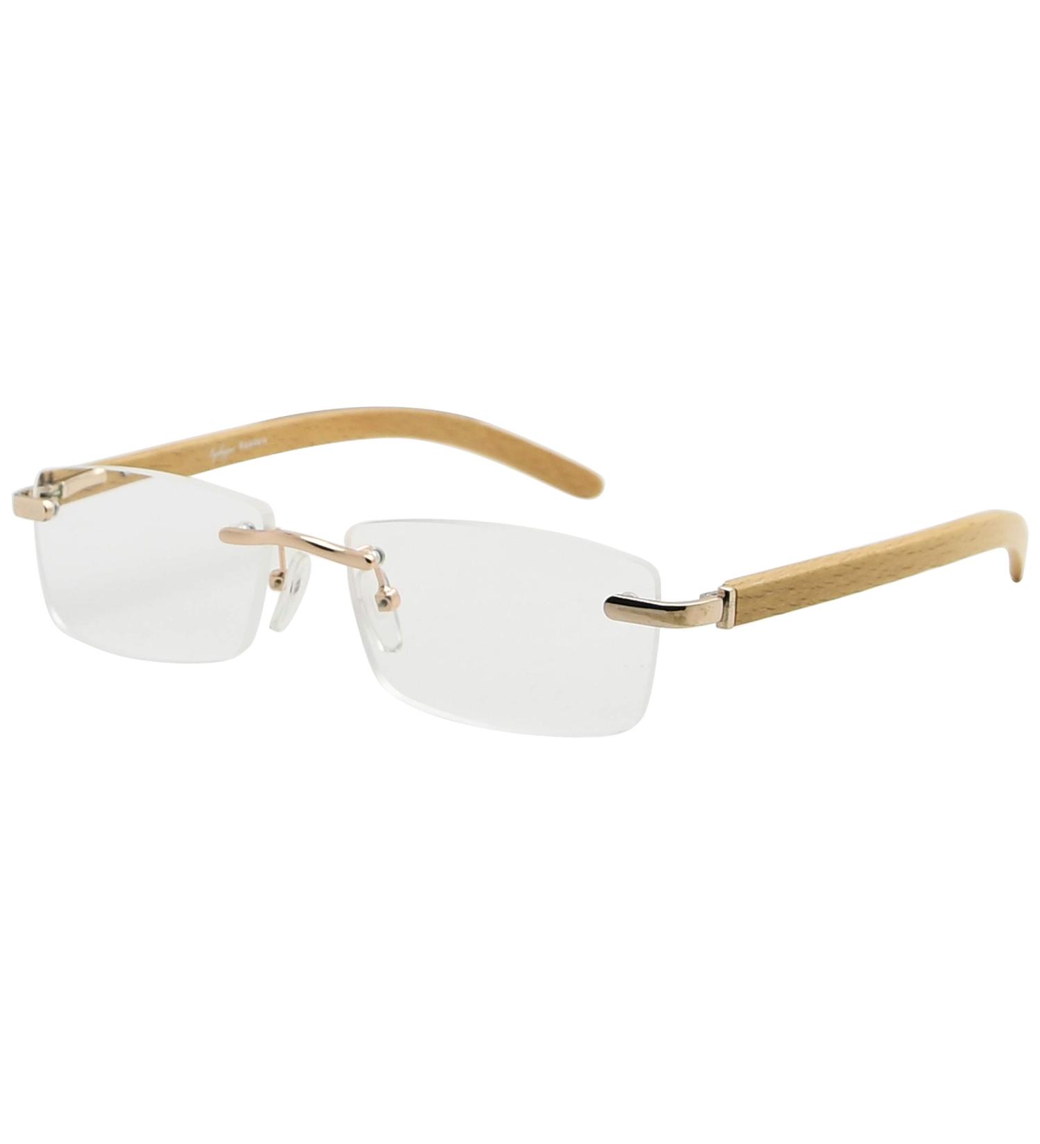 Eyekepper Rimless Reading Glasses with Spring Hinges & Wood Arms - Gold +2.0 | International Shipping Available - Buy Online on GoSupps.com
