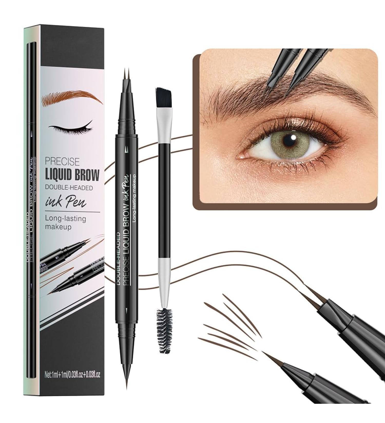 FDEETY Eyebrow Pencil Tattoo Brow Pencil Micro Waterproof & Long Lasting Professional Makeup Brow Pencil Ultra-Fine Double-Ended Pencil with Brush Brown #2 - Buy Online on GoSupps.com
