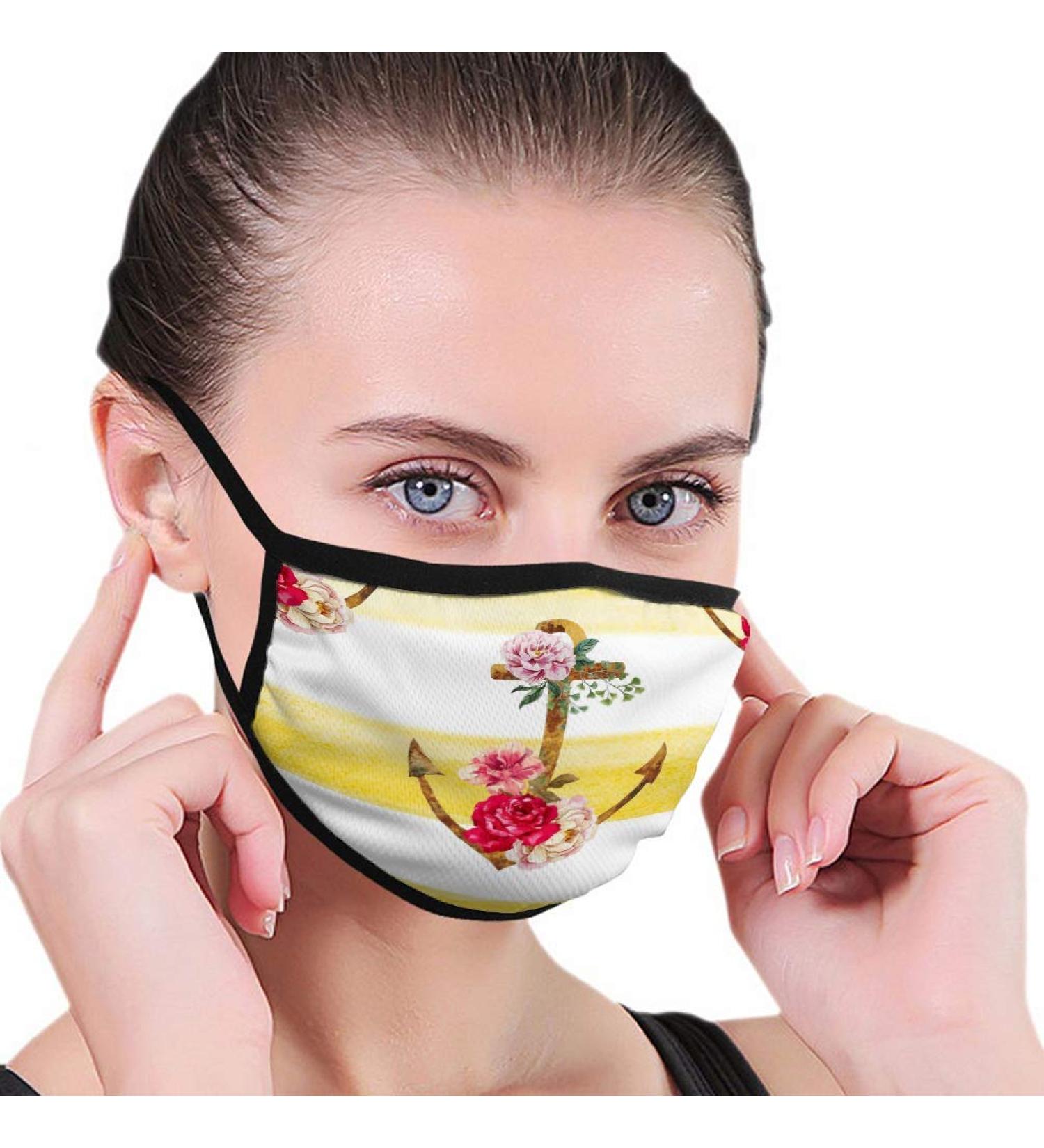 Breathable premium facial protection cover beautiful anchor pattern Beautiful watercolor anchor color women men anti wind dust protection protective cover for skiing camping travel safety daily use