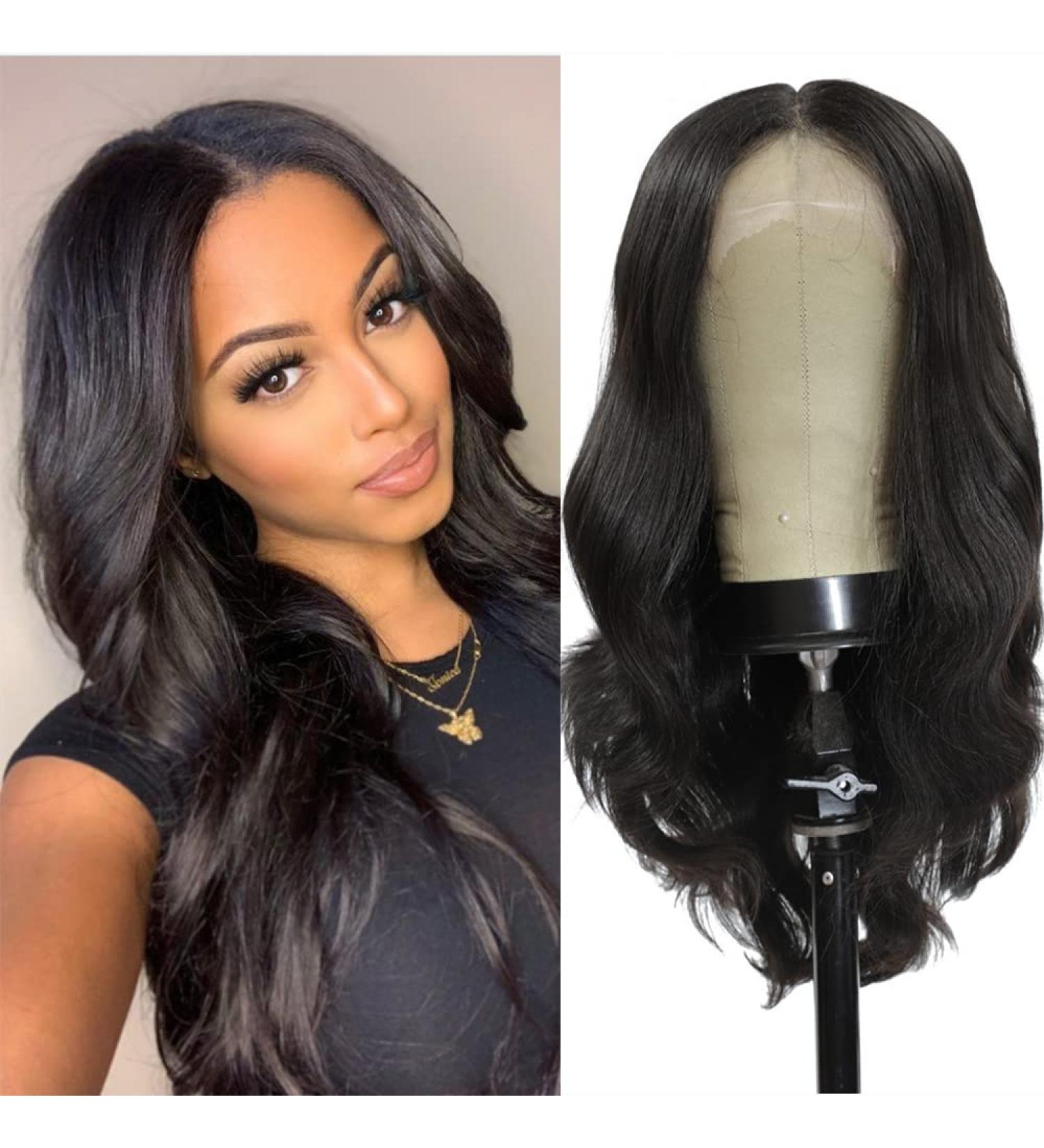 SOKU 18 Body Wave Synthetic Lace Front Wig Dark Brown - Pre Plucked T Part with Baby Hair, HD Transparent Lace - Women's Natural Wave Wigs - Buy Online on GoSupps.com