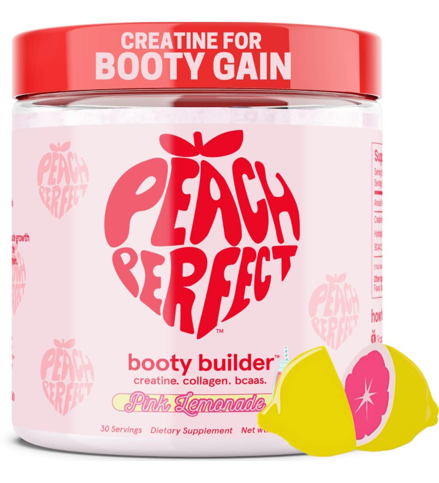 Peach Perfect Creatine for Women | Muscle Builder & Energy Boost | Pink Lemonade Flavor | Collagen, BCAA, Creatine Monohydrate Powder - 30 Servings - Buy Online on GoSupps.com
