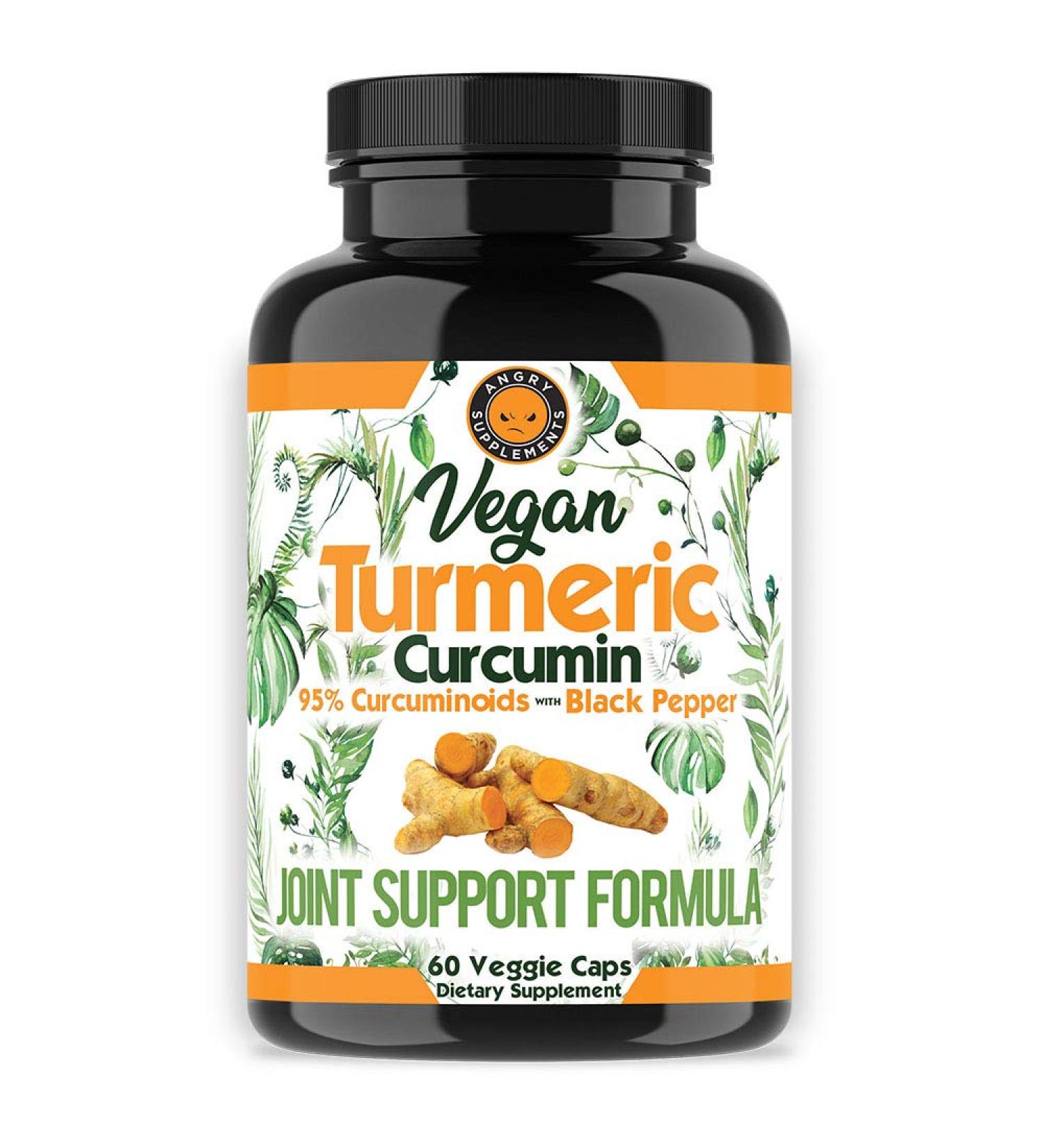 Vegan Turmeric Curcumin with Black Pepper Extract (60 Veggie Capsules-2 Month Supply) 95% Curcuminoids - All Natural Powerful Antioxidant for Joint Support and Relief (1-Bottle) - Buy Online on GoSupps.com