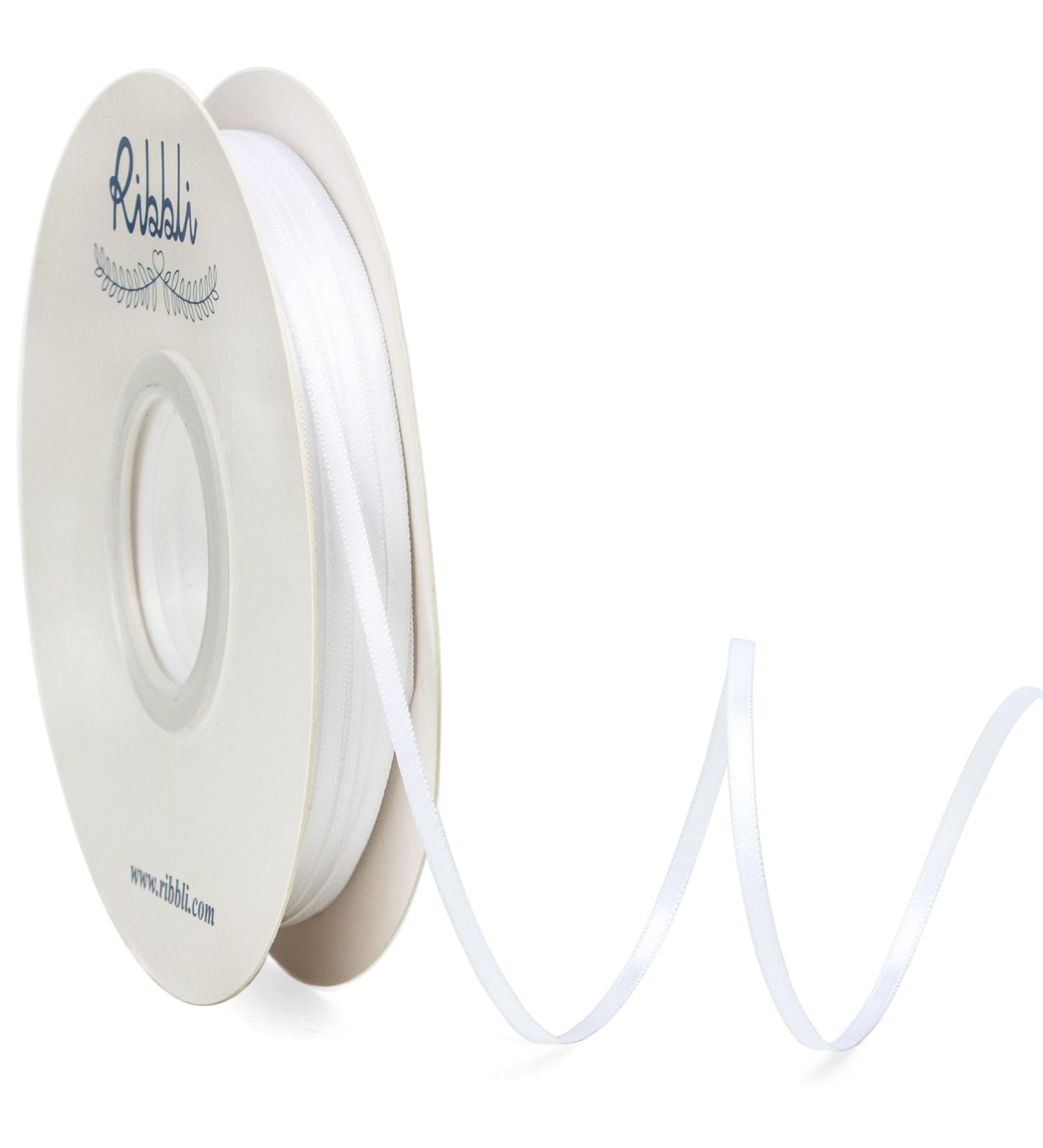 Ribbli Satin Ribbon 1/8 inch x Continuous 100 Yards  Thin White Ribbon Double Faced Use for Wedding Invitation Card  Gift Wrapping  Christmas Ornaments Tag Decoration A01-White