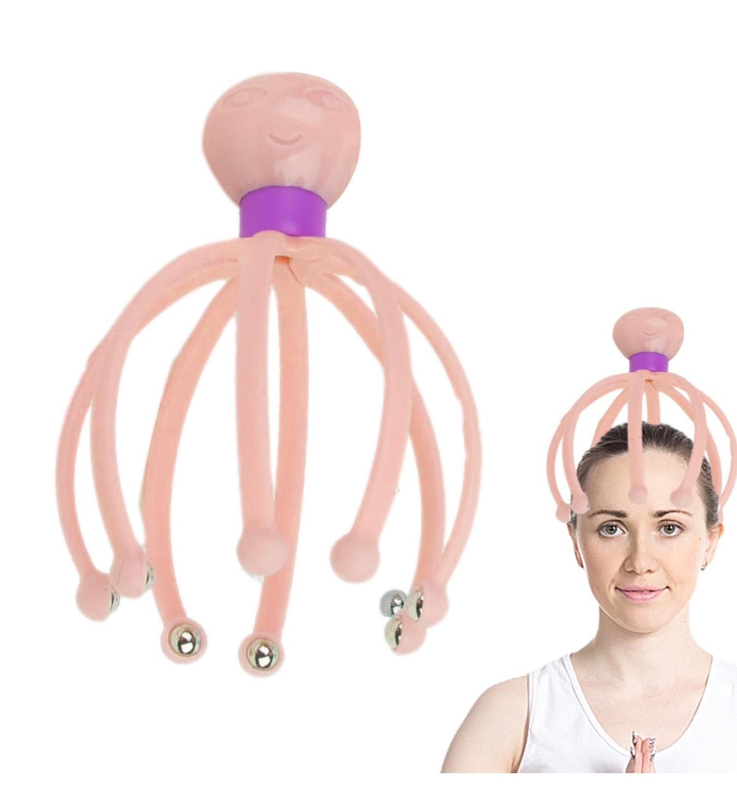 Wireless Stainless Steel Manual Head Massager | Octopus Claw Scalp Massage Device | Handheld Spa Tool for Deep Relaxation - Light Pink - Buy Online on GoSupps.com