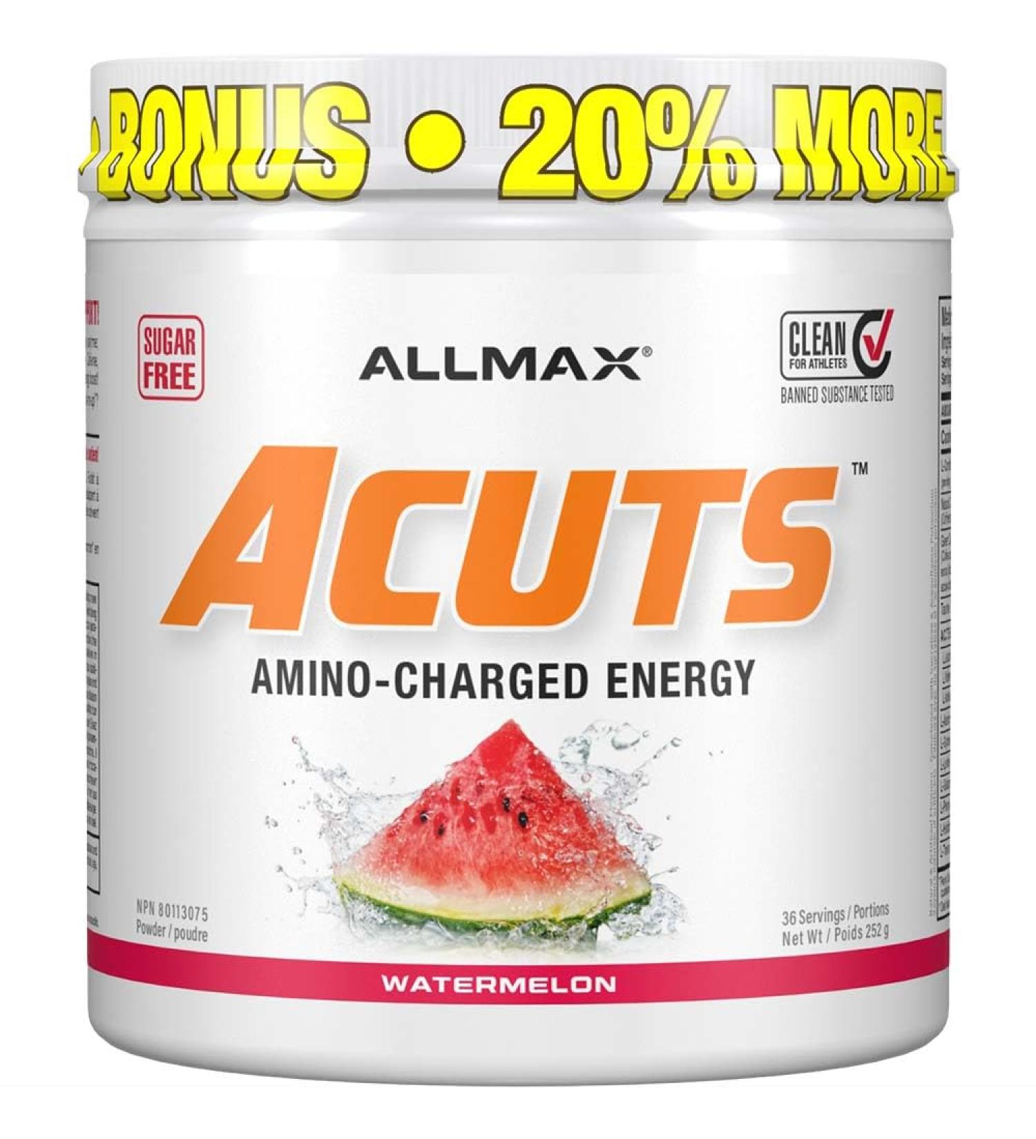 ALLMAX Nutrition - AMINOCUTS (A:CUTS) - Weight-Management BCAA (L-Carnitine + Taurine + Green Coffee) - Watermelon - 252 Gram - 36 Servings Watermelon 36 Servings (Pack of 1) - Buy Online on GoSupps.com