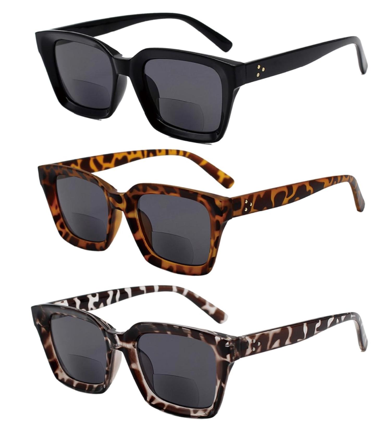 Yogo Vision Bifocal Reading Sunglasses for Women | UV400 Sun Protection | Trendy Retro Style Eyewear in Black Brown Havana Leopard | International Shipping Available - Buy Online on GoSupps.com