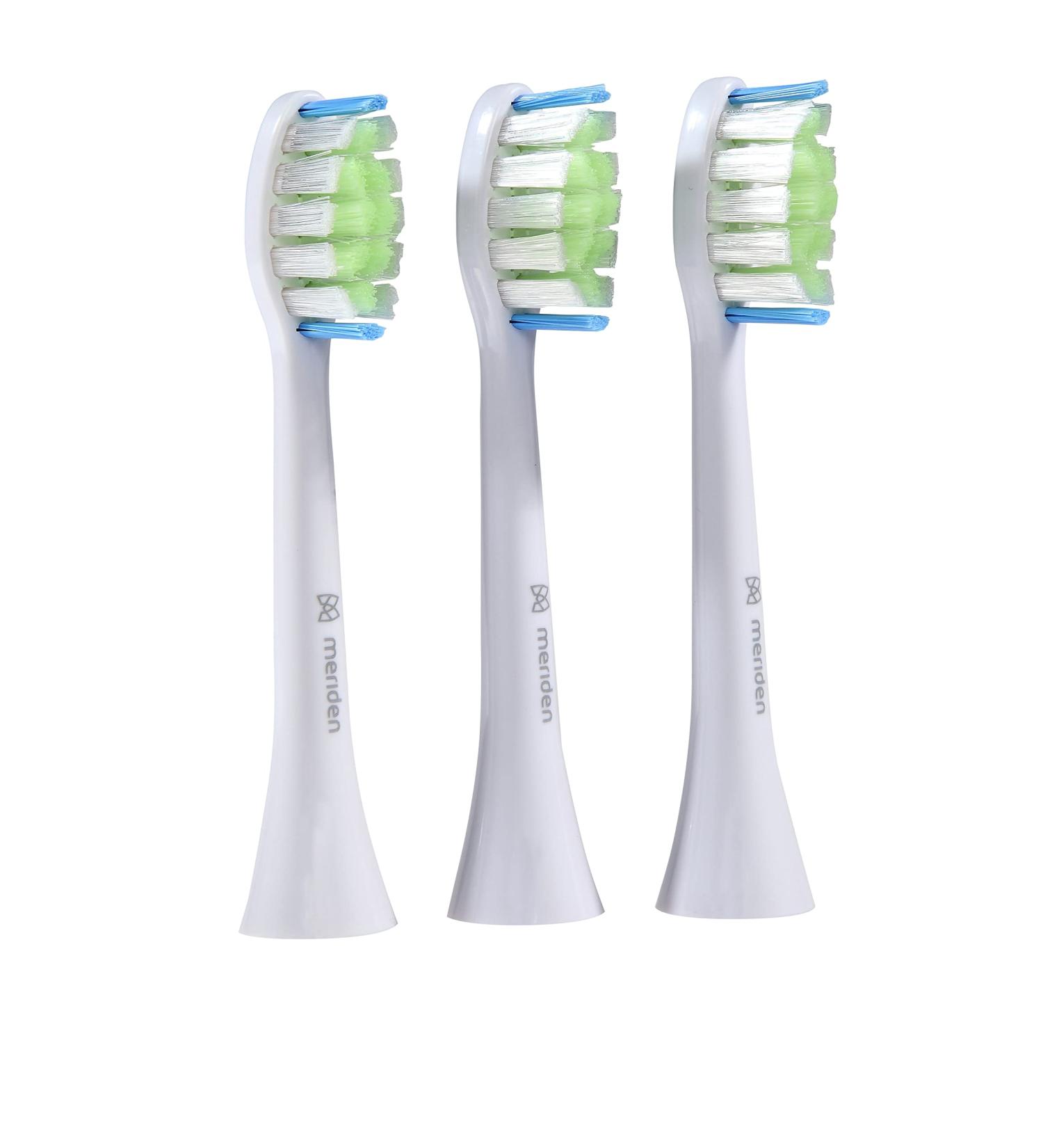 Meriden Brush Daily Care Replacement Toothbrushes - White & Black Upring Brushes with Protective Caps for Sound Toothbrush Family - Buy Online on GoSupps.com