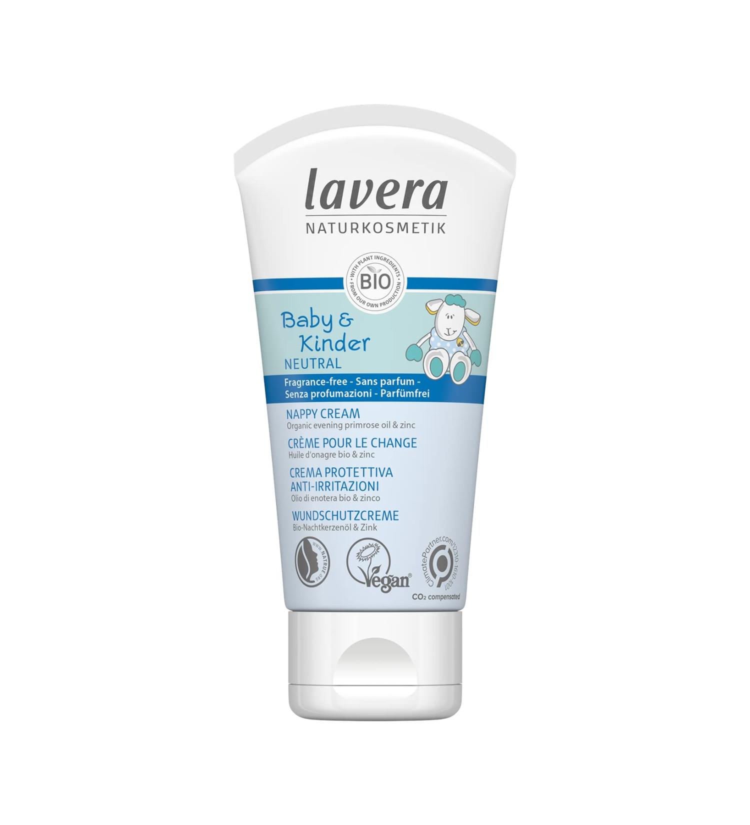 lavera Baby & Kids Neutral Nappy Cream - Calming Cream with organic evening primrose oil & Zinc - gentle cream to calm soothe and protect baby's bottom - vegan - organic (1 x 50 ml)