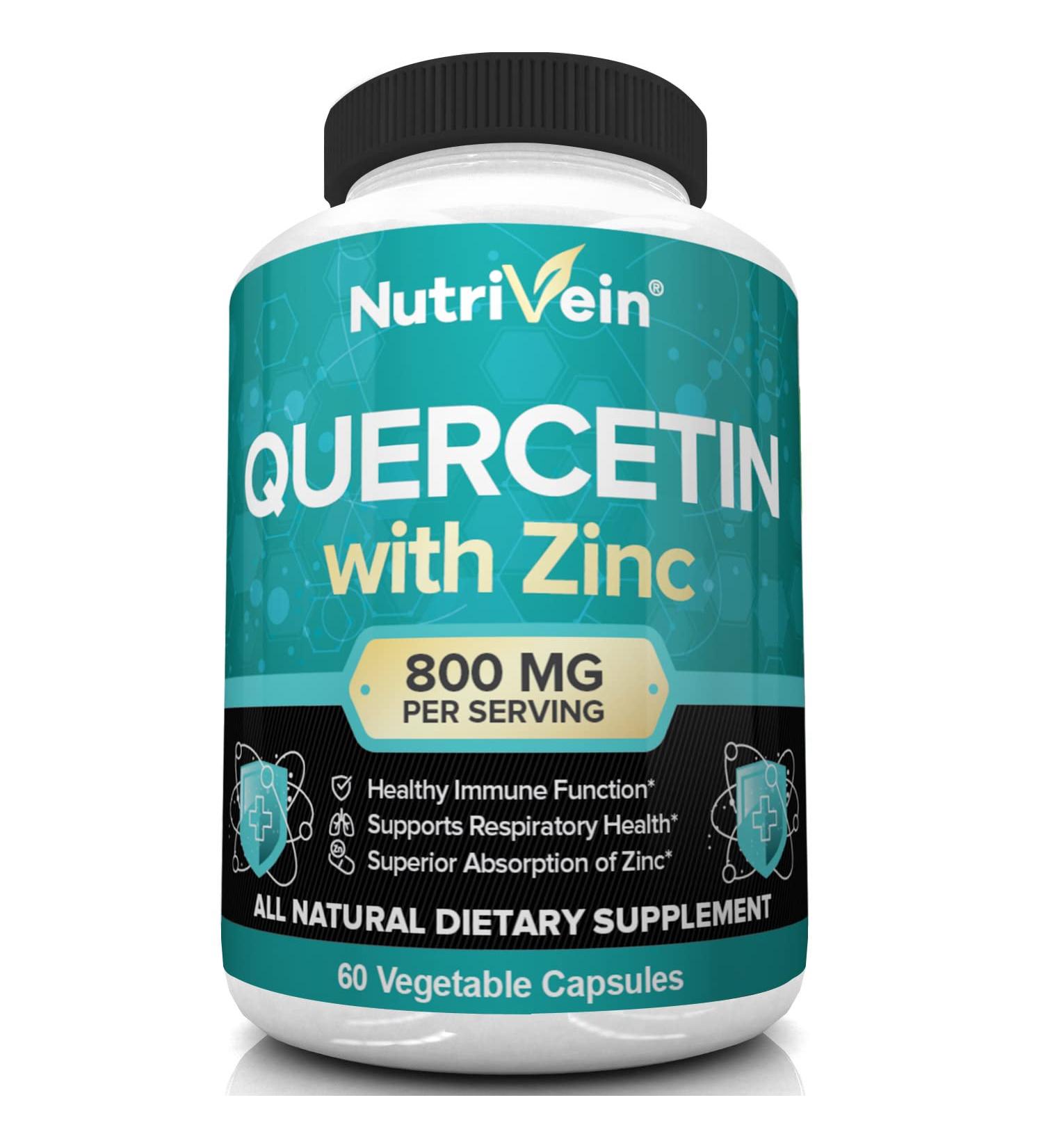 Nutrivein Quercetin 800mg with Zinc - Immune System Booster - 30 Day Supply - Buy Online on GoSupps.com