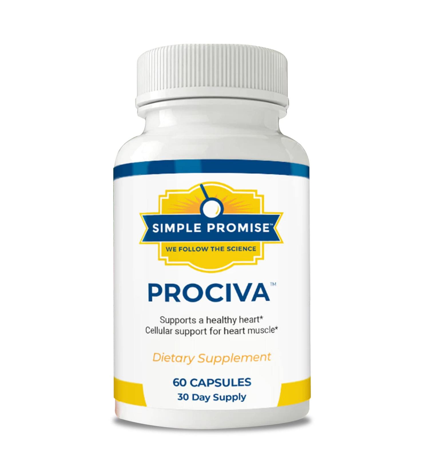 Simple Promise Prociva - Arjuna Bark Extract Heart Health Supplement with Folic Acid Vitamin D & Magnesium - Herbal Blood Pressure Support & Healthy Heart Maintenance for Men & Women - 60 Capsules - Buy Online on GoSupps.com