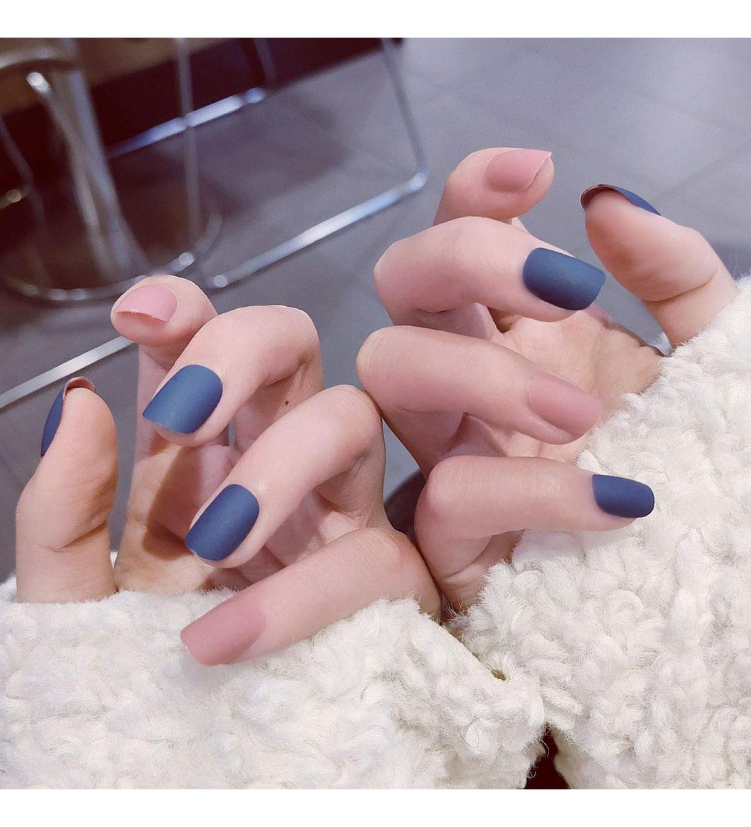 Sethexy Blue & Pink Square Press On Nails | 24pc Complete Cover Acrylic Tips for Women & Girls - Trendy Fake Nails - Buy Online on GoSupps.com