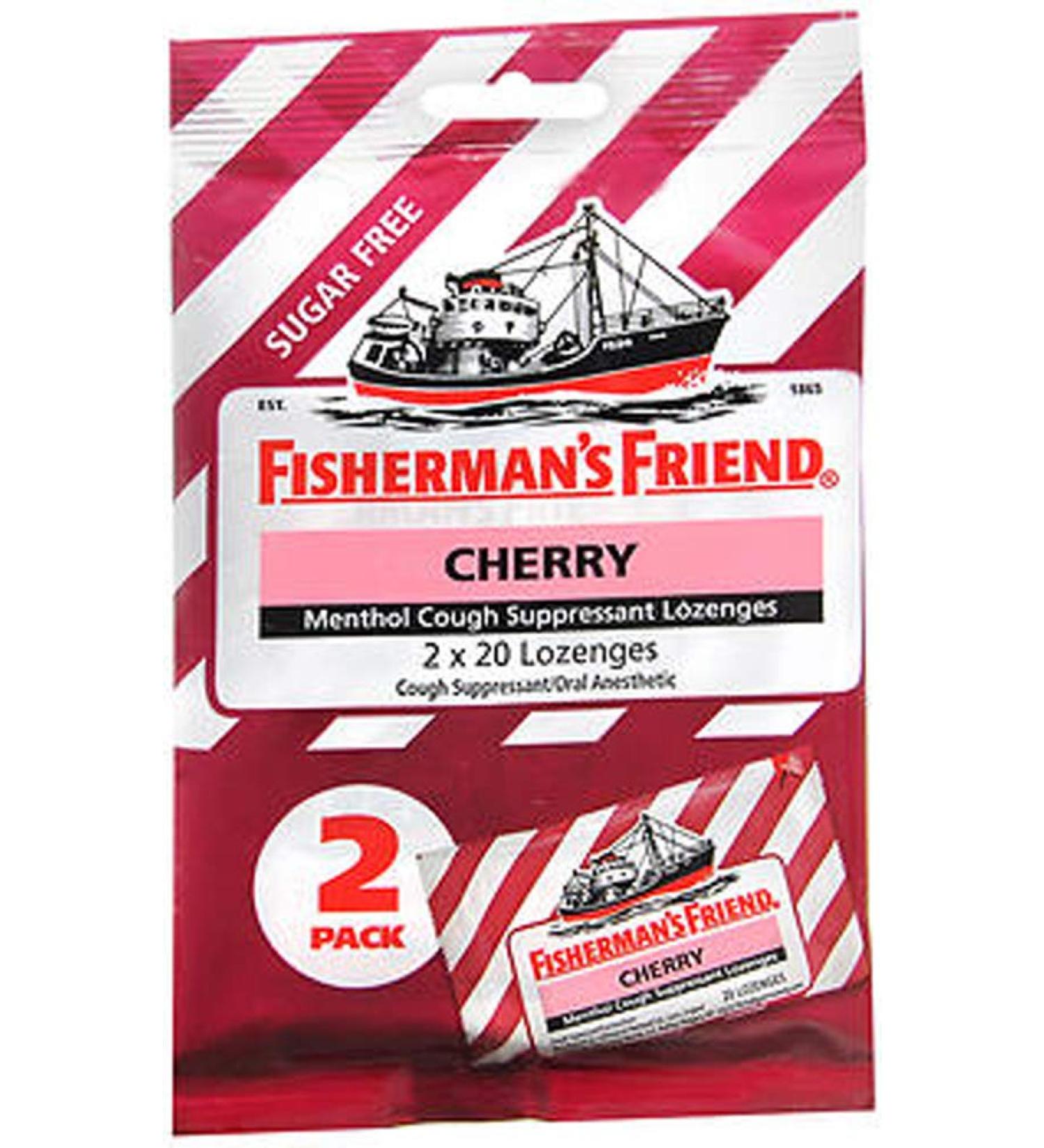 Fisherman's Friend Menthol Cough Suppressant Lozenges Cherry Sugar Free 2-Pack - 40 ct Pack of 2