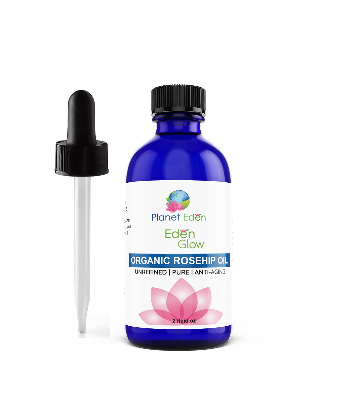 Planet Eden 100% Organic Cold Pressed Pure Rosehip Oil - (2 oz) Sun Damage Fine Lines Dry Skin
