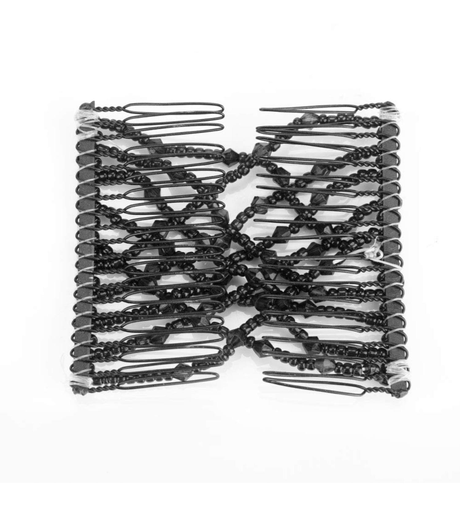 Magic Black Hair Combs Stretchable Beading Double Hair Slide Hair Accessories Double Hair Clip Hairpins Crystal Stretch Pearls Hair Suitable Women Girls Hair Beauty - Buy Online on GoSupps.com