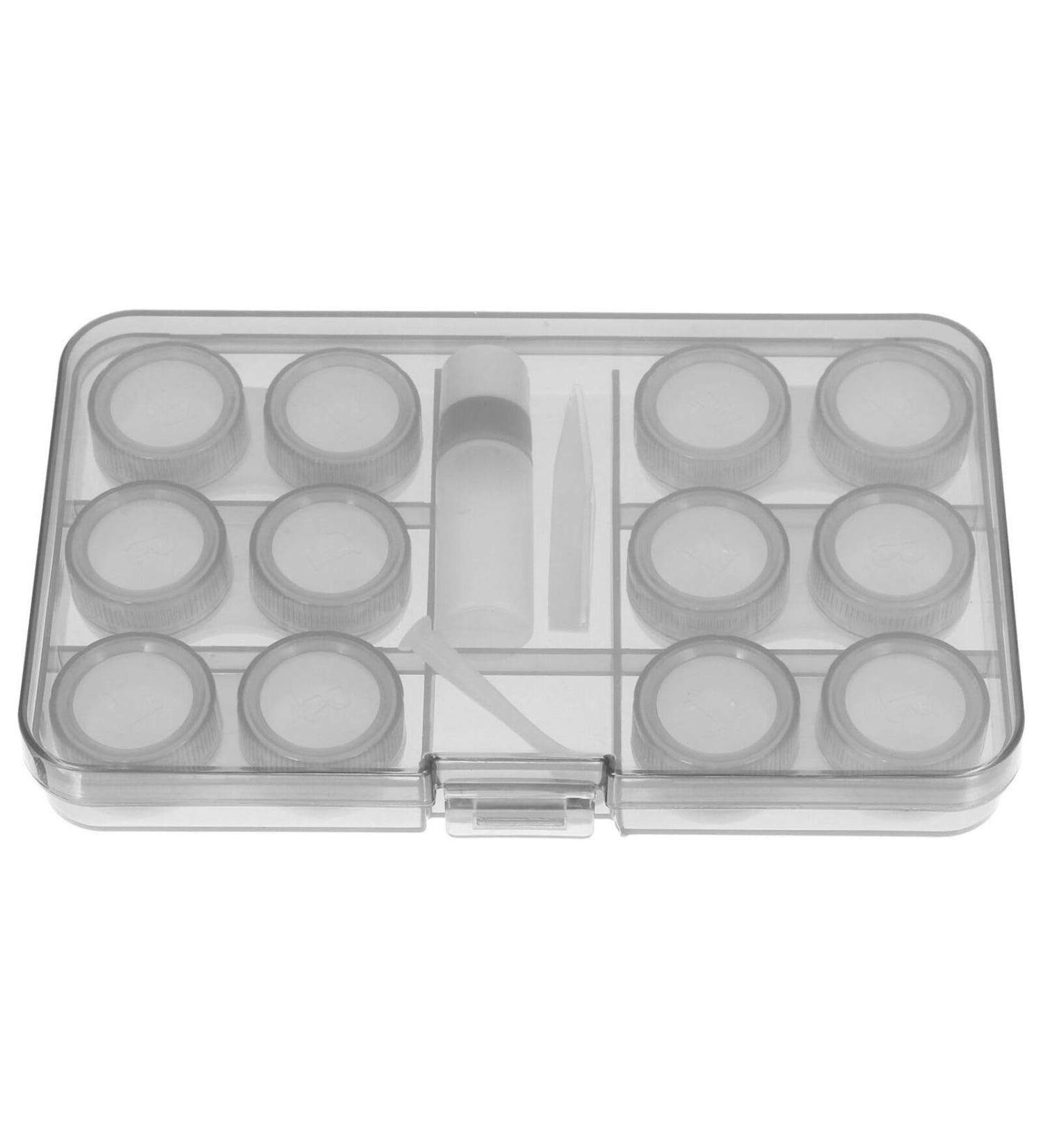 Minkissy Portable Contact Lens Case Travel Set with Tweezers & Bottle - Compact Gray Design (16.00x9.80x2.00cm) - Perfect for International Shipping - Buy Online on GoSupps.com