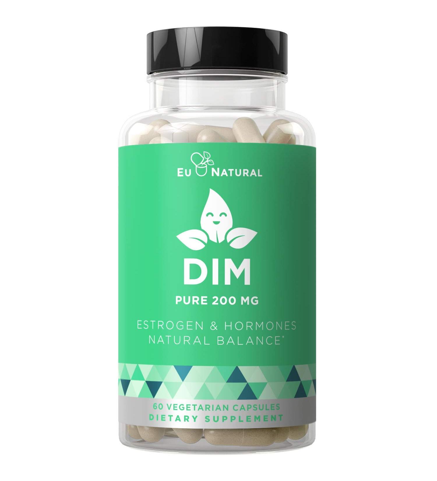 DIM Supplement 200mg - Hormonal Support for Women - Energy, Fatigue & Stress Relief - Estrogen Balance - Menopause & Hot Flashes - Enhanced Bioavailability - 60 Vegetarian Capsules - Buy Online on GoSupps.com