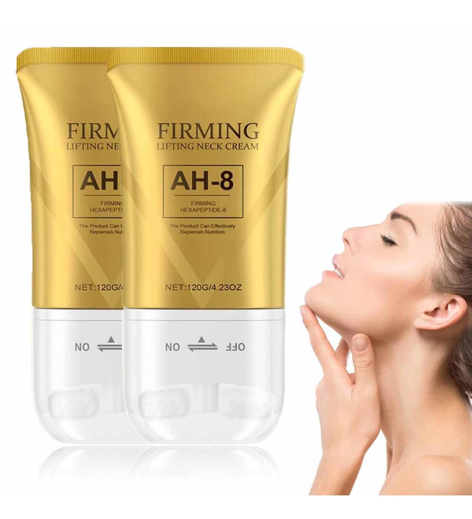SHENGZE 2 Pieces AH8 Firming Neck Cream Firming and Lifting Neck Cream Double Roller Massage Contains Hexapeptide Reduce Wrinkles Fine Lines and Double Chin - Buy Online on GoSupps.com