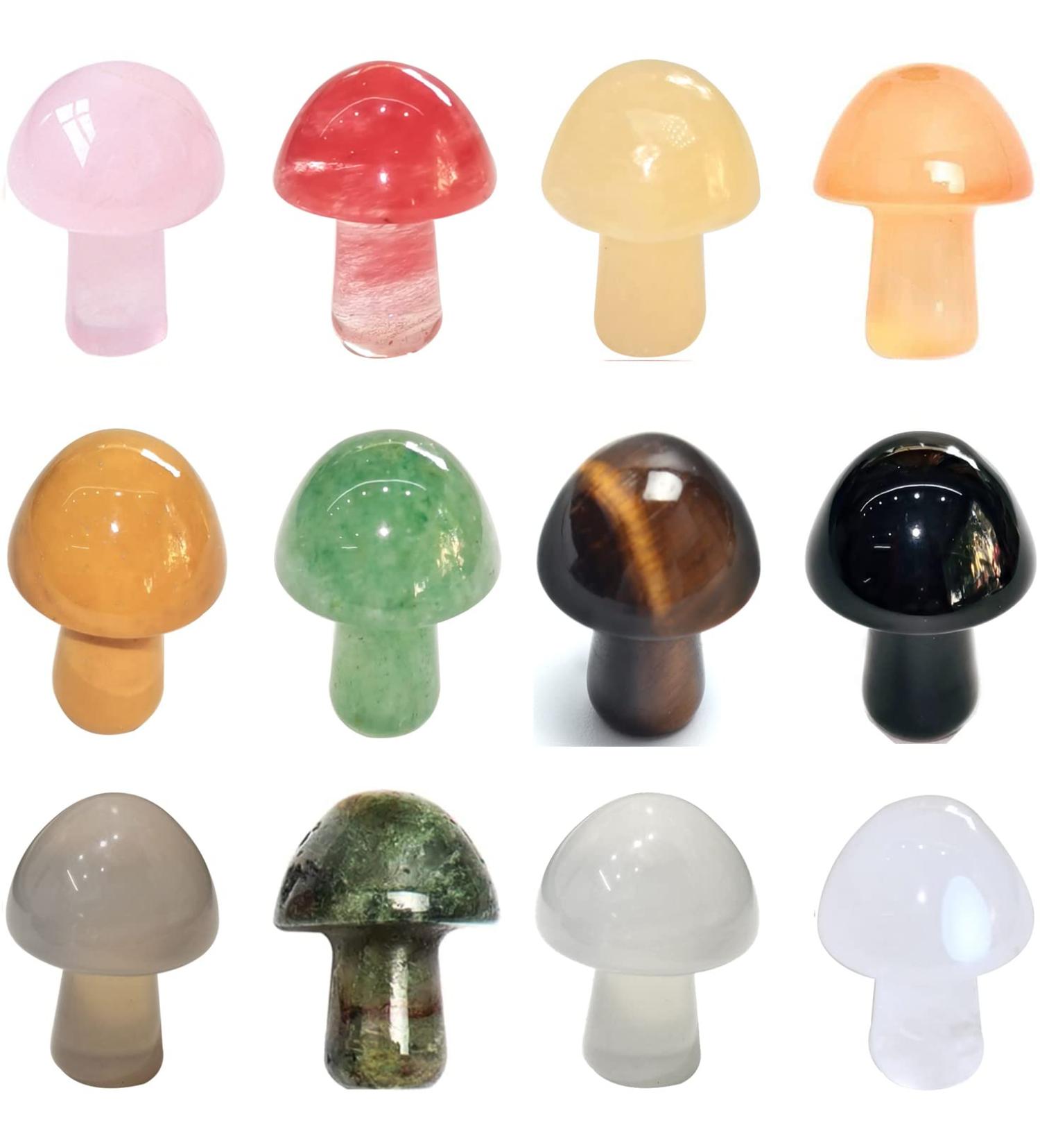 MEISO Healing Crystals 12 Pcs Agate Quartz Crystal Mushroom Shape Decor Cute Natural Healing Mushroom Decor for Meditation Chakra Balancing Reiki Yoga Garden Yard Decoration Fish Tanks Home Decor 12 Pcs (Crystal) - Buy Online on GoSupps.com