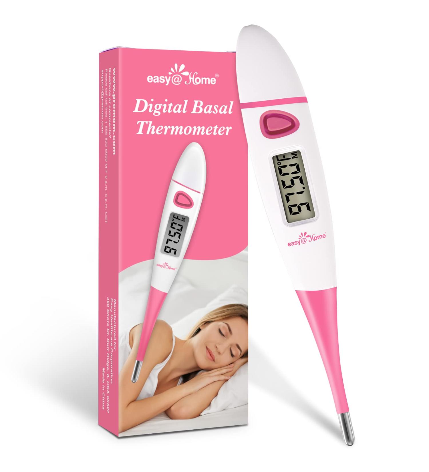 EasyHome Basal Body Thermometer for Fertility Prediction - Accurate Digital BBT with Memory Recall and Premom App Integration (Pink) - Buy Online on GoSupps.com