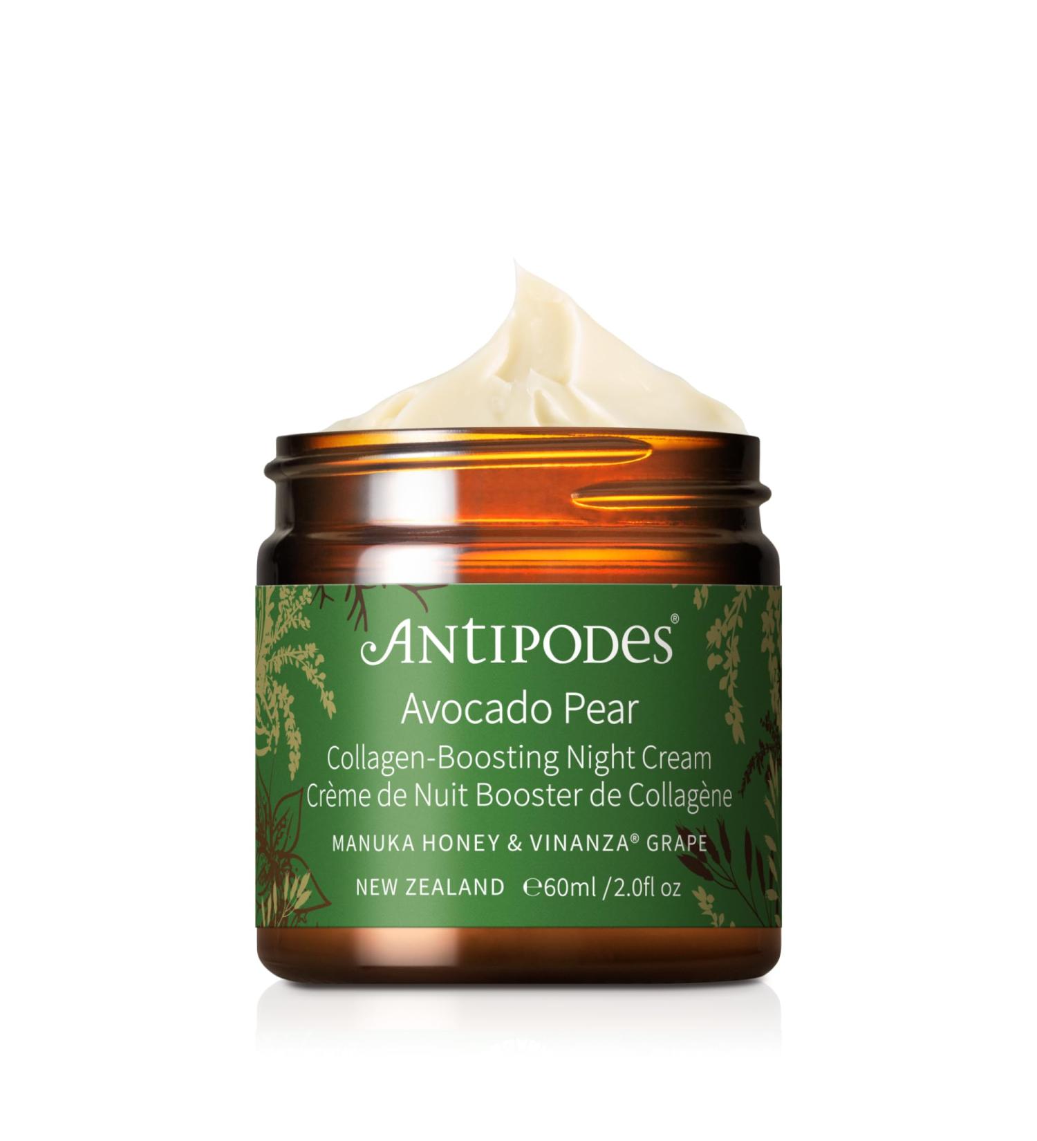 Antipodes Avocado Pear Nourishing Night Cream - Anti-Aging Plumping & Hydrating for Dry & Mature Skin | 60ml with Avocado Oil & Manuka Honey - Buy Online on GoSupps.com