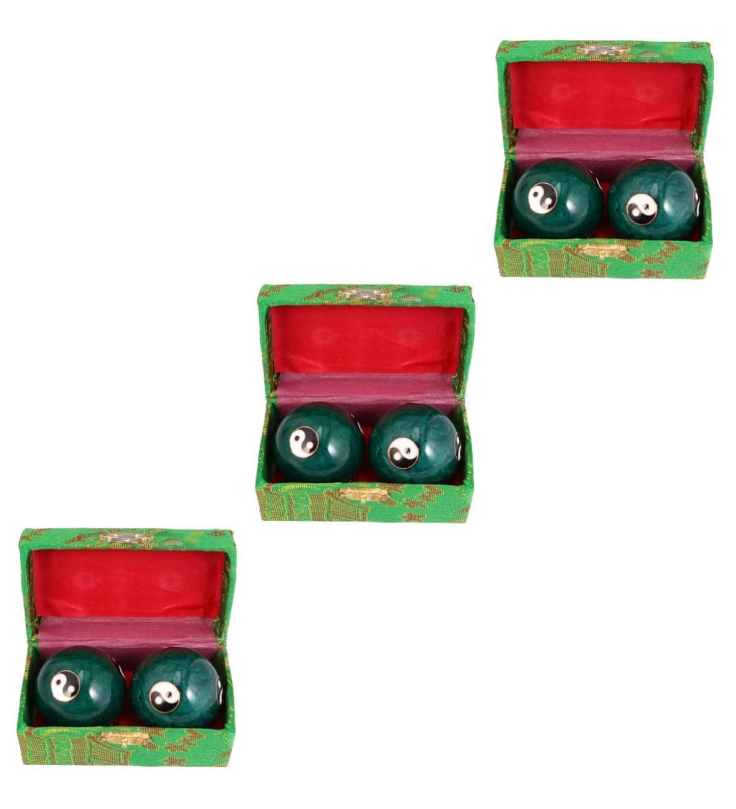 Lurrose Hand Exercise Balls - 3 Pairs Acupuncture Massage Balls for Hand Strength & Trigger Point Therapy - Marble Baoding Ringing Fitness Balls - Buy Online on GoSupps.com