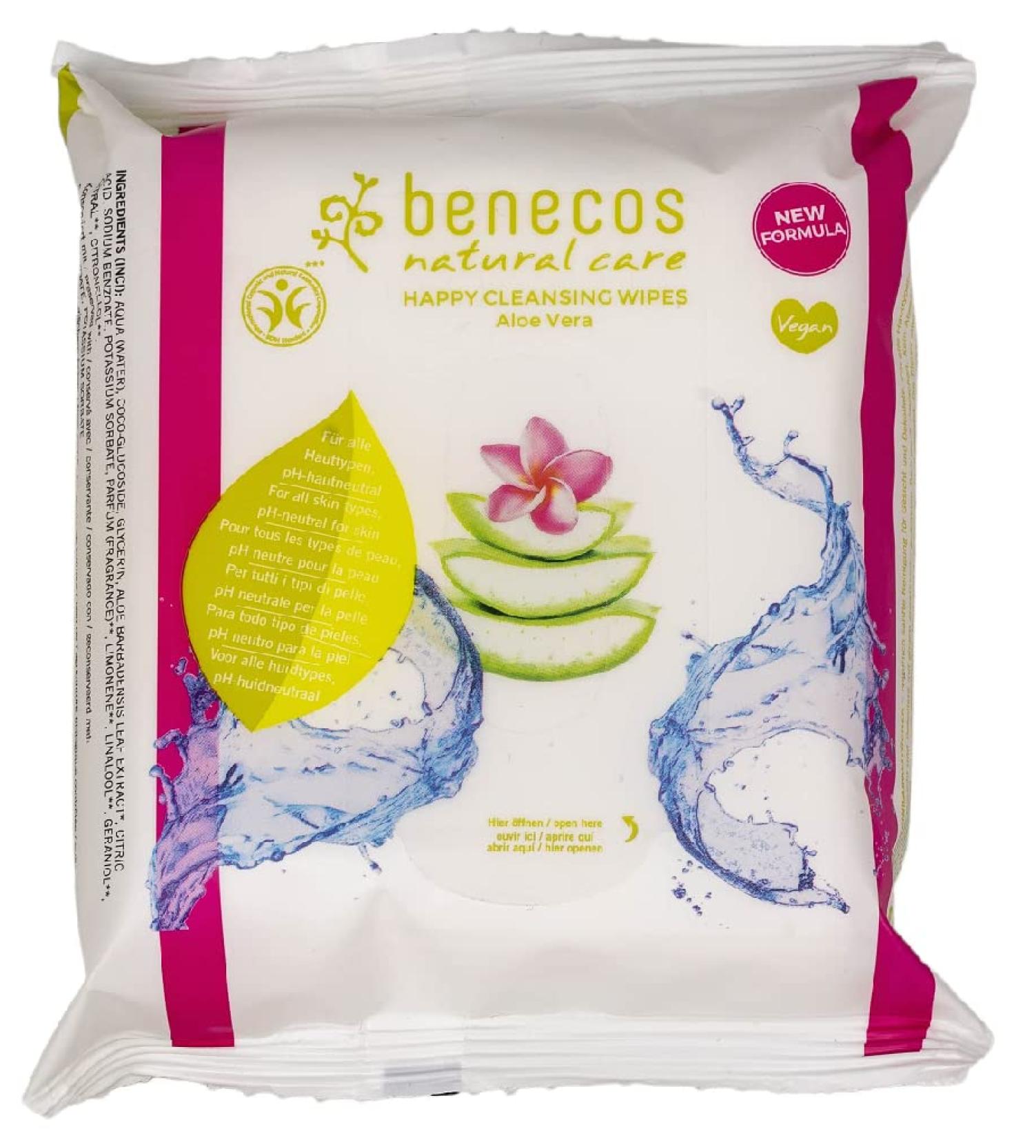 benecos - natural cosmetics - facial cleansing wipes - vegan - 25 pieces