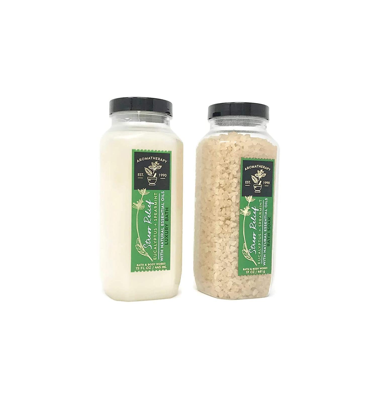 2pc Bath & Body Works Aromatherapy Eucalyptus Spearmint Stress Relief Set - Luxury Bath Soak for Ultimate Relaxation - Buy Online on GoSupps.com