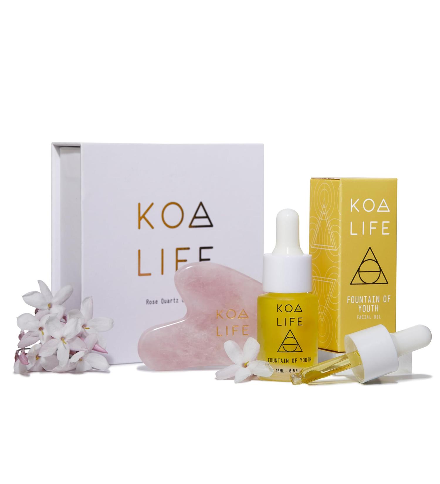 KOA LIFE Anti-Aging Set - Anti-Aging Facial Oil Deep Hydration Rosehip Oil Gua Sha Massage Stone Organic Ingredients Allergen Free - 0.5 Oz Anti-Aging Oil + Gua Sha - Buy Online on GoSupps.com