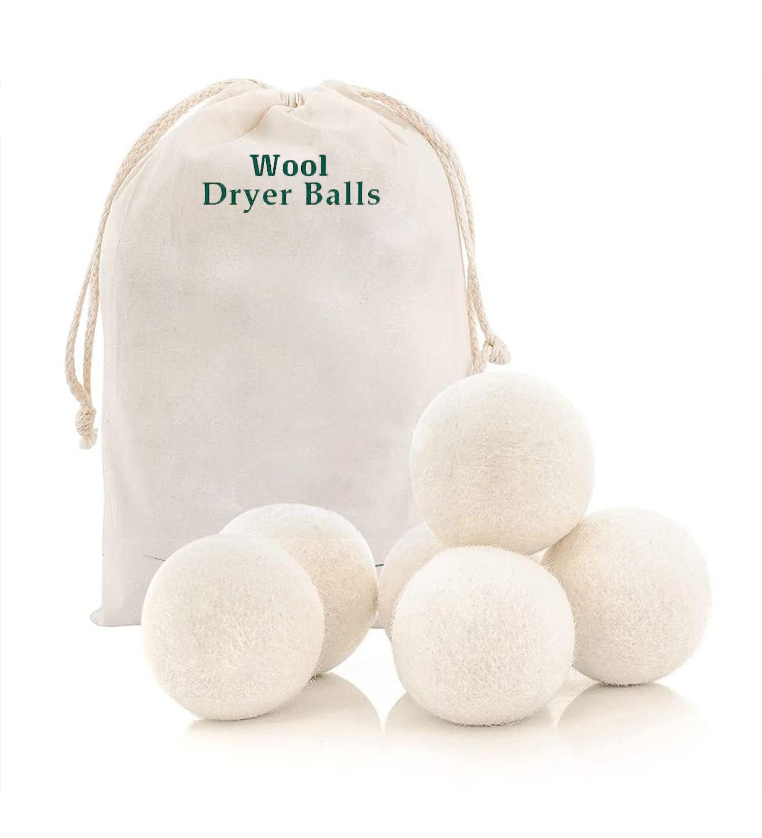 Wool Dryer Balls Handmade Natural 100% Wool Tumble Dryer Balls Shorten Drying Time Reusable Pack of 6 Sheep Pattern (White) - Buy Online on GoSupps.com