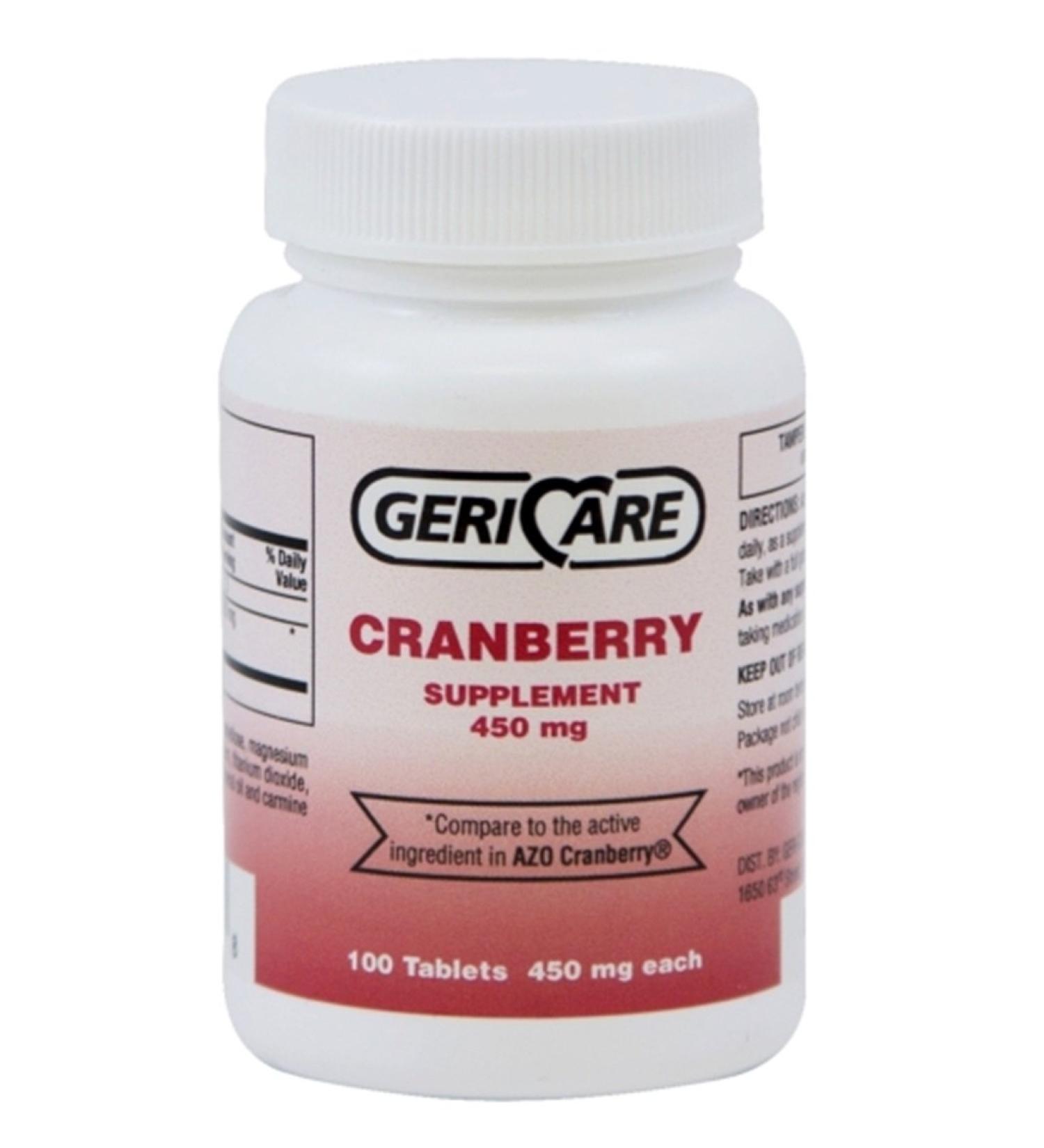 Geri-Care Cranberry Supplement 100 Tablets 450 mg Each (Pack of 4)