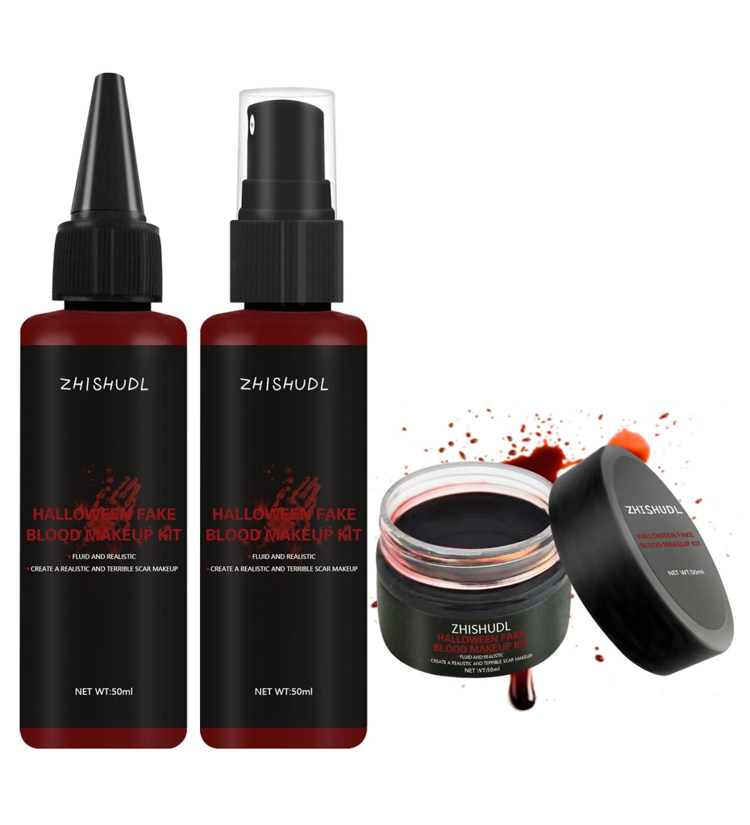 Ultimate Halloween Makeup Kit | Washable Fake Blood Spray & Gel | Special Effects Vampire & Zombie SFX Cosplay - Buy Online on GoSupps.com