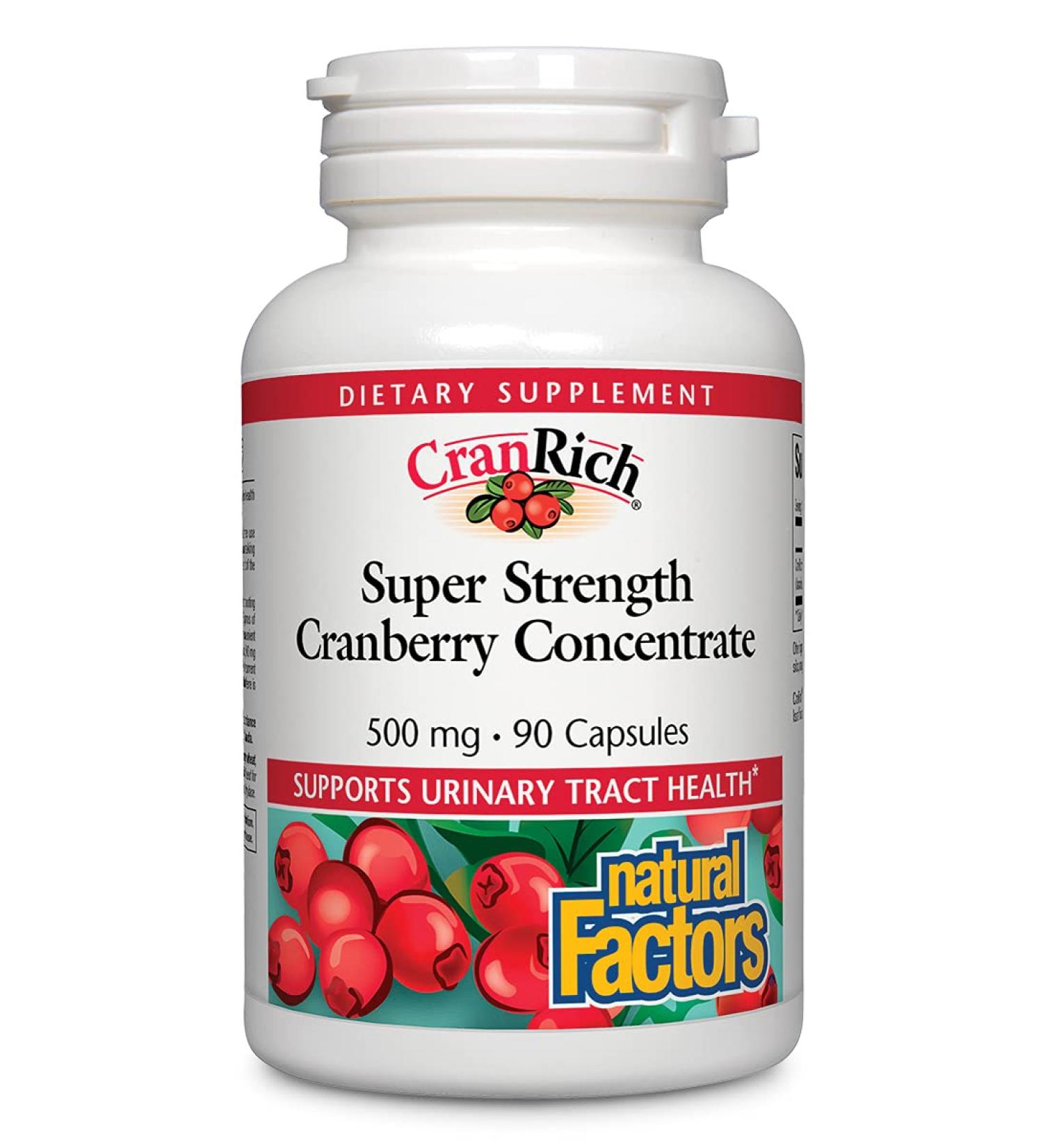 Natural Factors CranRich Super Strength Cranberry Concentrate 500mg - 90 Capsules for Urinary Health - Buy Online on GoSupps.com