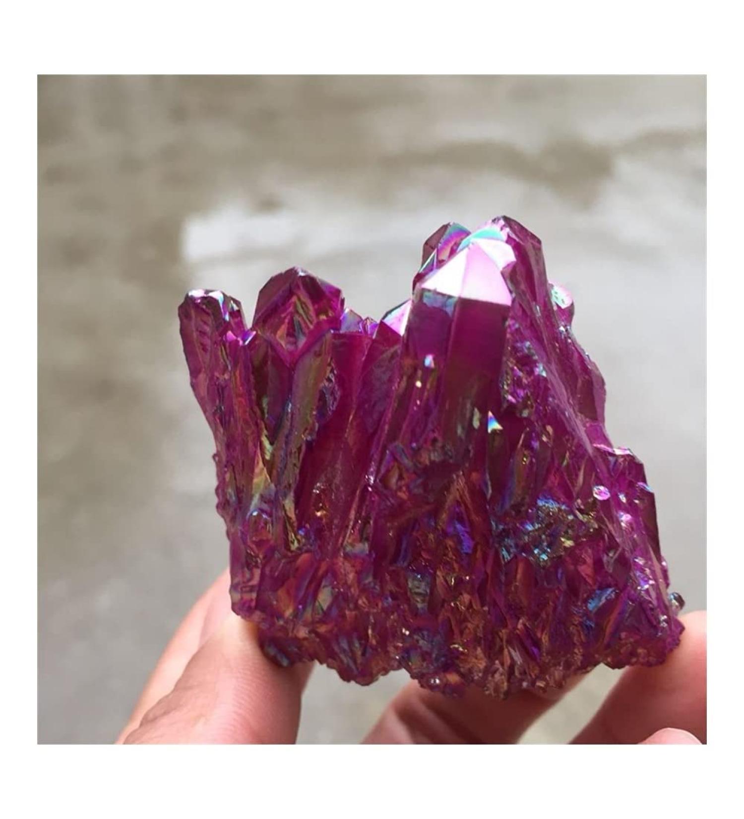 Rose red electroplated Crystal Gemstone Cluster Flower Reiki Crystal Stone for Home deocr - Buy Online on GoSupps.com