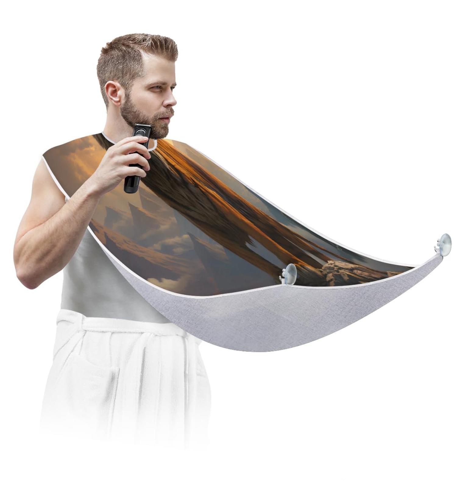 Landscape Tiger Beard Bib Apron - Ultimate Beard Hair Catcher for Men | Perfect Father's Day & Christmas Gift for Dads & Husbands with Suction Cups - Buy Online on GoSupps.com
