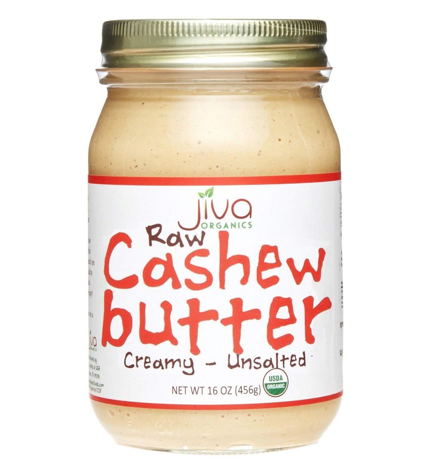 Jiva Organics Raw Cashew Butter Creamy - Unsalted 16 oz | Healthy Vegan Spread - Buy Online on GoSupps.com
