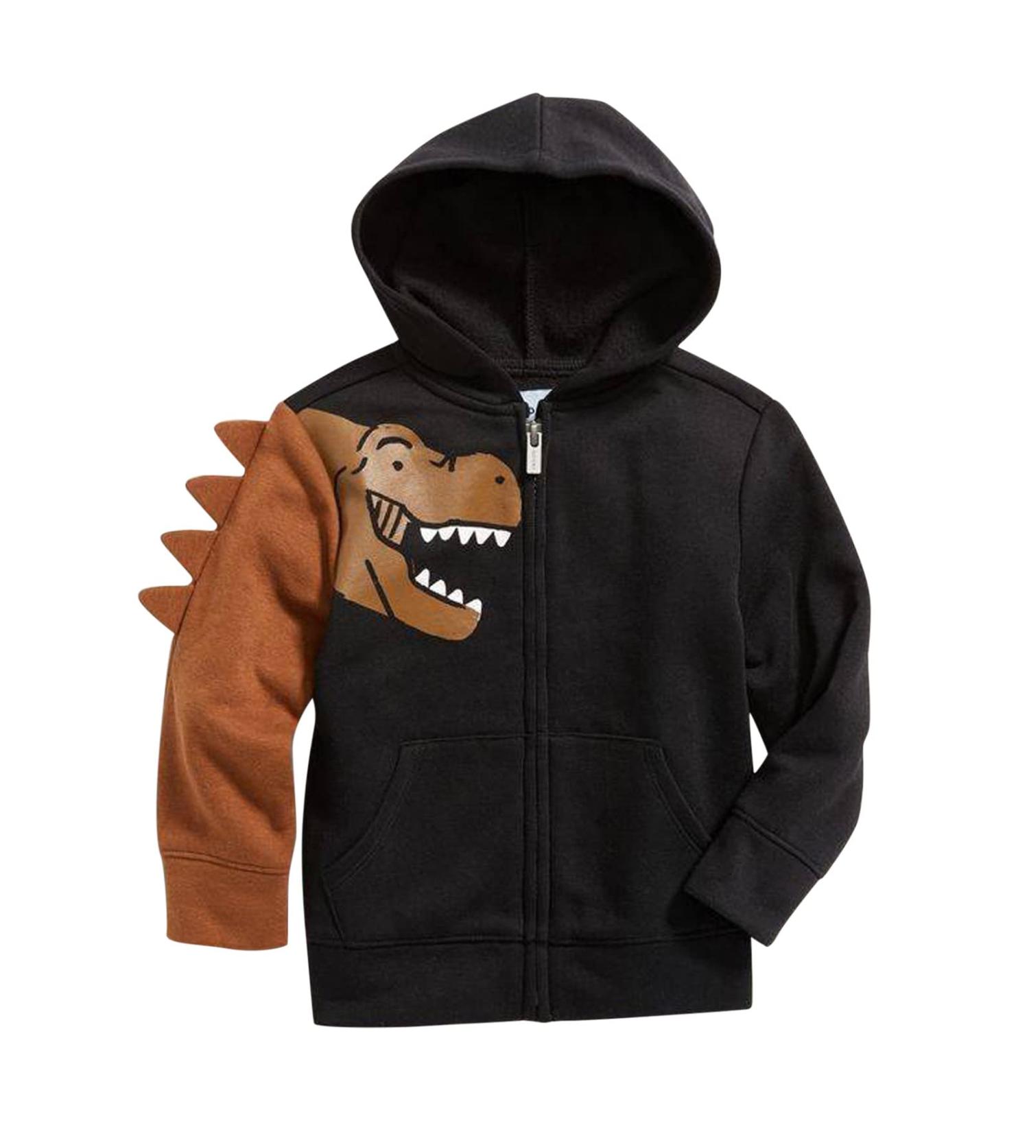 Dinosaur Baby Boys Zip-Up Sweatshirt with Pocket | Black Toddler Pullover | Fall/Winter Kids Clothing | Size 2-3T - Buy Online on GoSupps.com