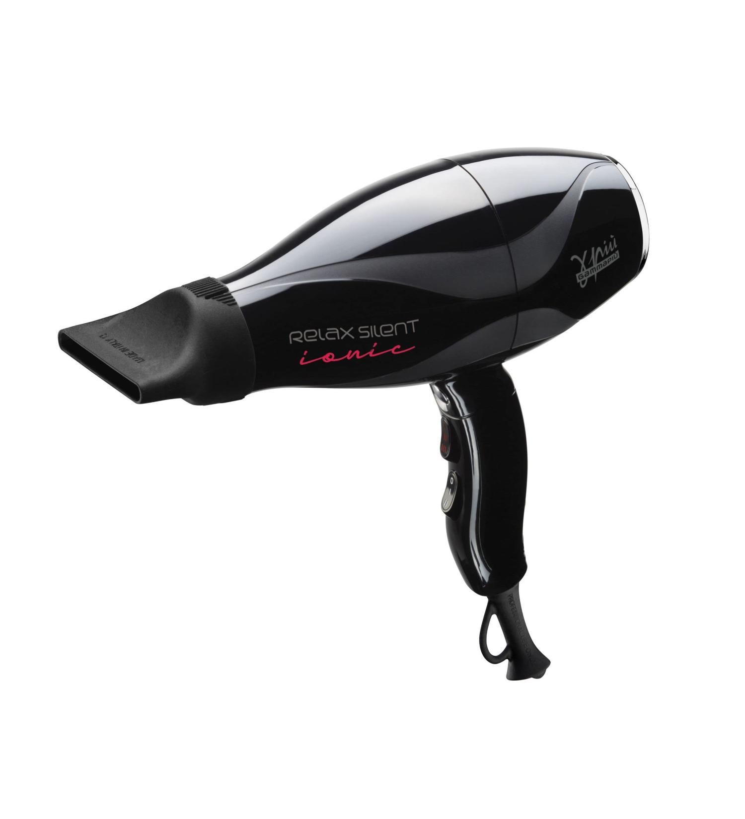 Gamma+ Relax Silent Ionic Hair Dryer - 6-Speed Lightweight Noise Reduction Professional with Concentrator Nozzle - Black - International Shipping Available - Buy Online on GoSupps.com