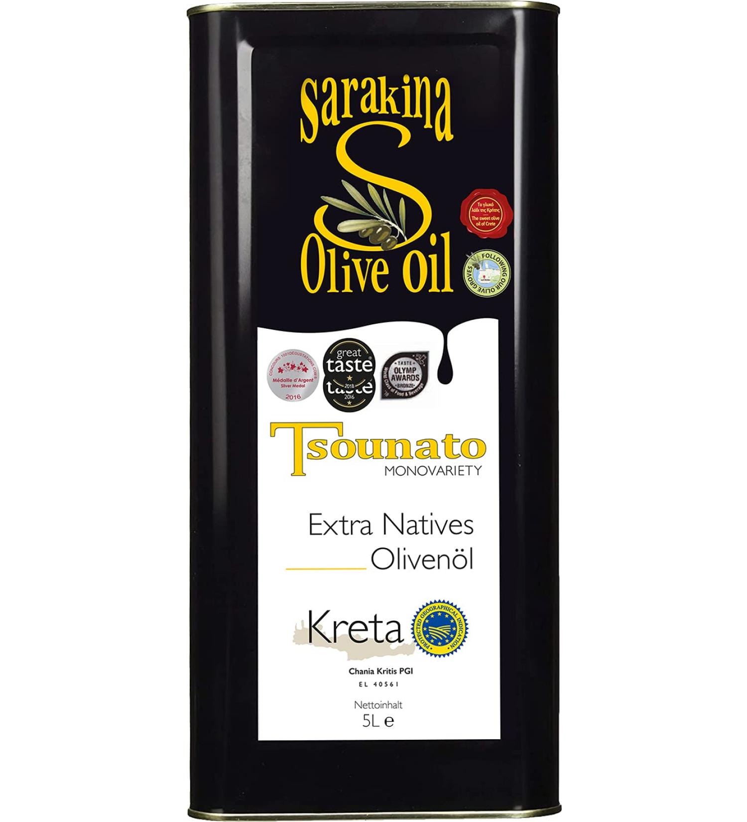Sarakina Extra Virgin Olive Oil (PGI) - 5000 ml (5L) | Premium Quality International Shipping - Buy Online on GoSupps.com