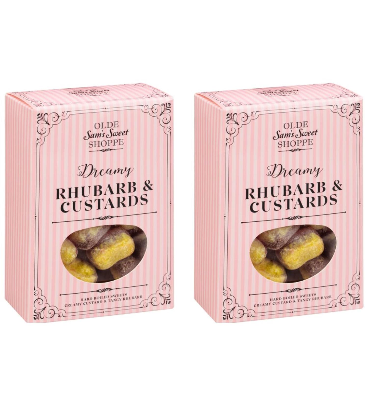 2PK x 180g - Sweet Box - Sweets Sherbet - Delicious Taste Of These Sweets - Fruity Delicious Treats Sweet - Stocking Filler For Loved Ones With A Sweet Tooth (2pk - Rhubarb & Custards)