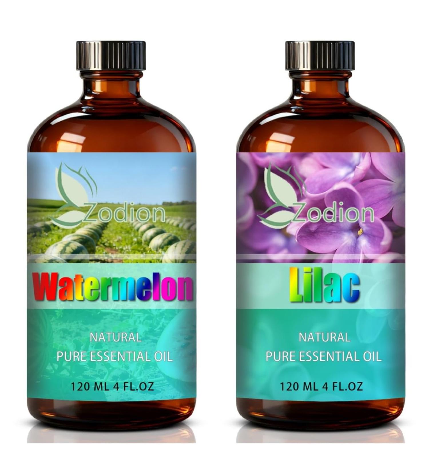 Lilac Essential Oil 4 Fl Oz and Watermelon Essential Oil 4 Fl Oz - Lilac & Watermelon Oil for Diffuser Aromatherapy Home Fragrance Skin & Hair Care DIY Candle & Soap Making Yoga - Buy Online on GoSupps.com