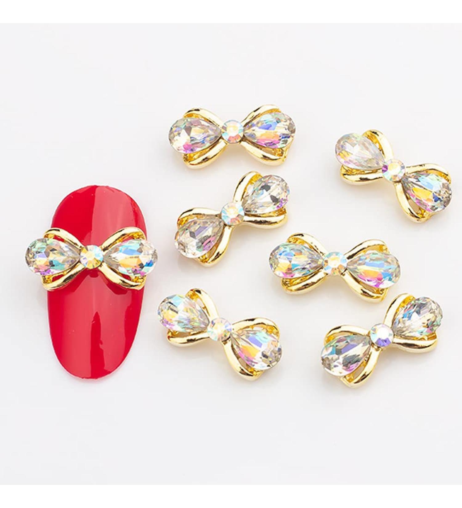 10pcs 3D Nail Art Crystal Rhinestone Bow Big Gems Charms for Nail Art Decoration Jewelry Sparkle Craft DIY Beads (#3026 10pcs)