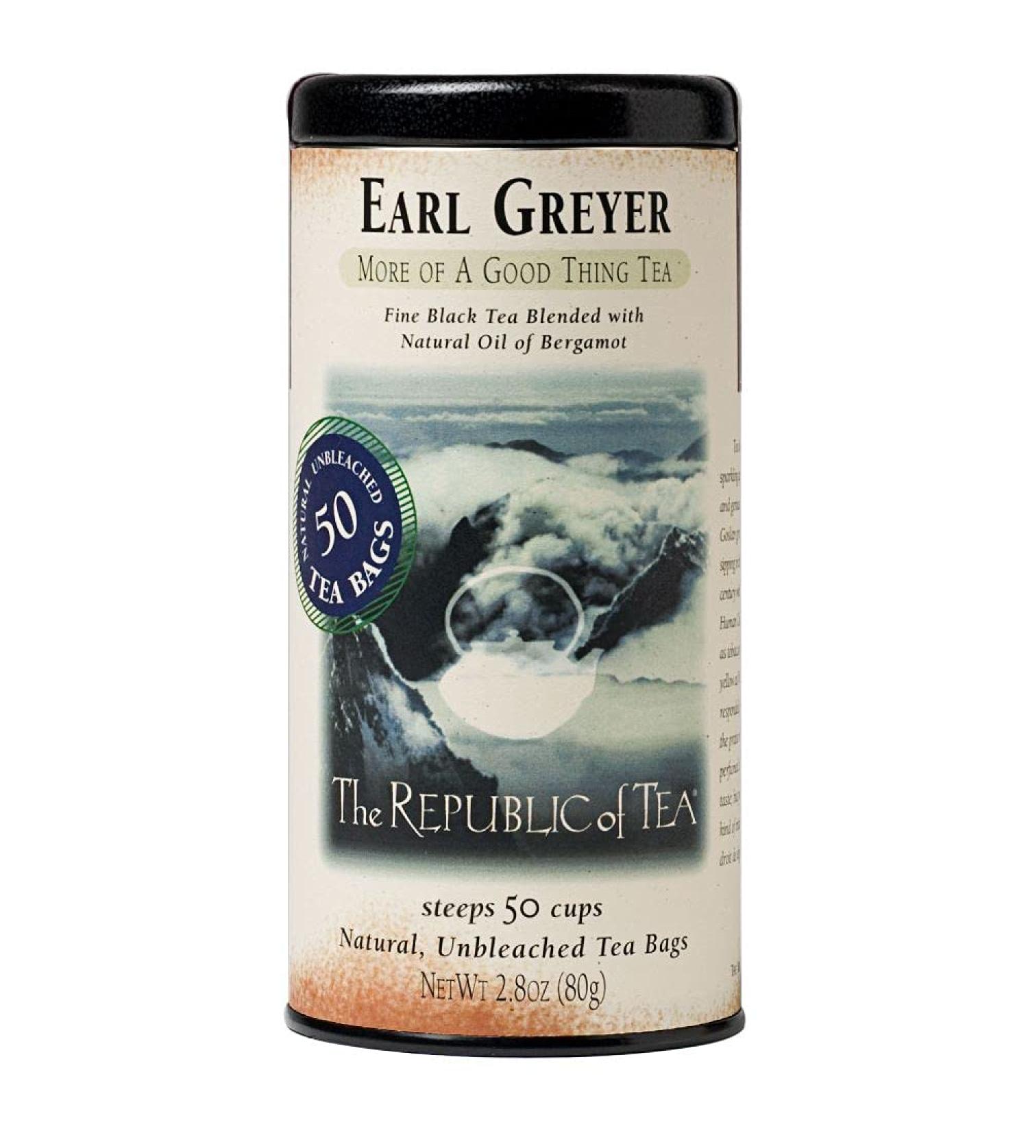 The Republic of Tea British Earl Greyer Tea 2.8 oz Tin - Gourmet Caffeinated Earl Greyer Tea | 50 Tea Bags - Buy Online on GoSupps.com