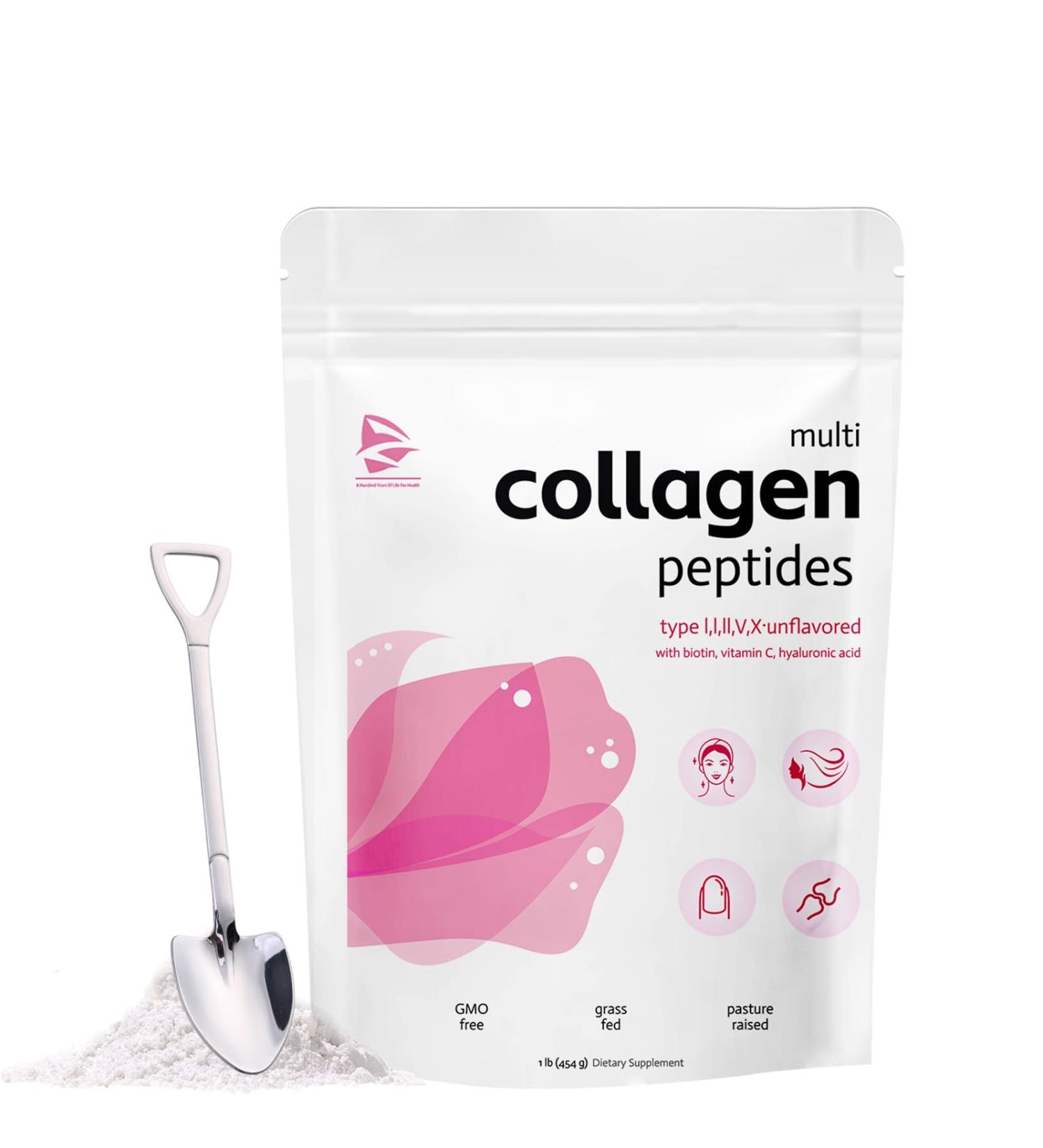 New Upgrade Multi Collagen Protein Powder Multi Collagen Peptides Types i ii iii v x Hydrolyzed Collagen Peptides with Hyaluronic Acid Biotin & Vitamin C Unflavored (1) - Buy Online on GoSupps.com