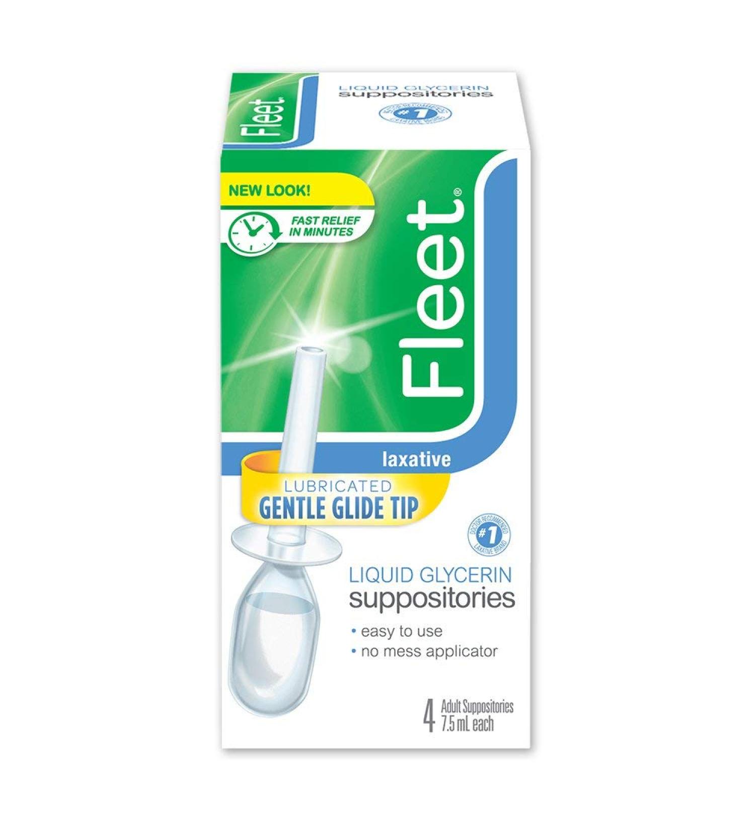 Fleet Laxative Liquid Glycerin Suppositories 4 Count - Fast Constipation Relief - Buy Online on GoSupps.com