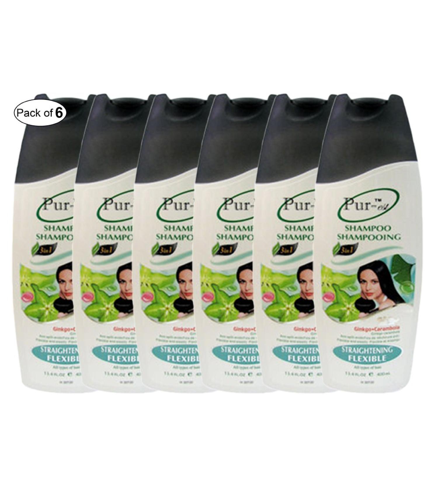Straightening Flexible Shampoo With Ginkgo+Carambola(400ml) (Pack of 6) by Purest