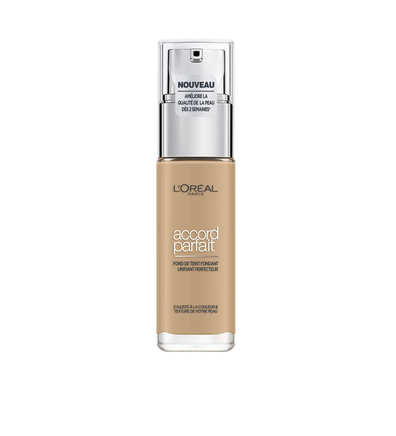 L'Or al Paris - Fluid Foundation - 24H Hydration - Hyaluronic Acid Formula - All Skin Types - Color: Golden Beige (3.D) - Perfect Match - 30 ml - Buy Online on GoSupps.com